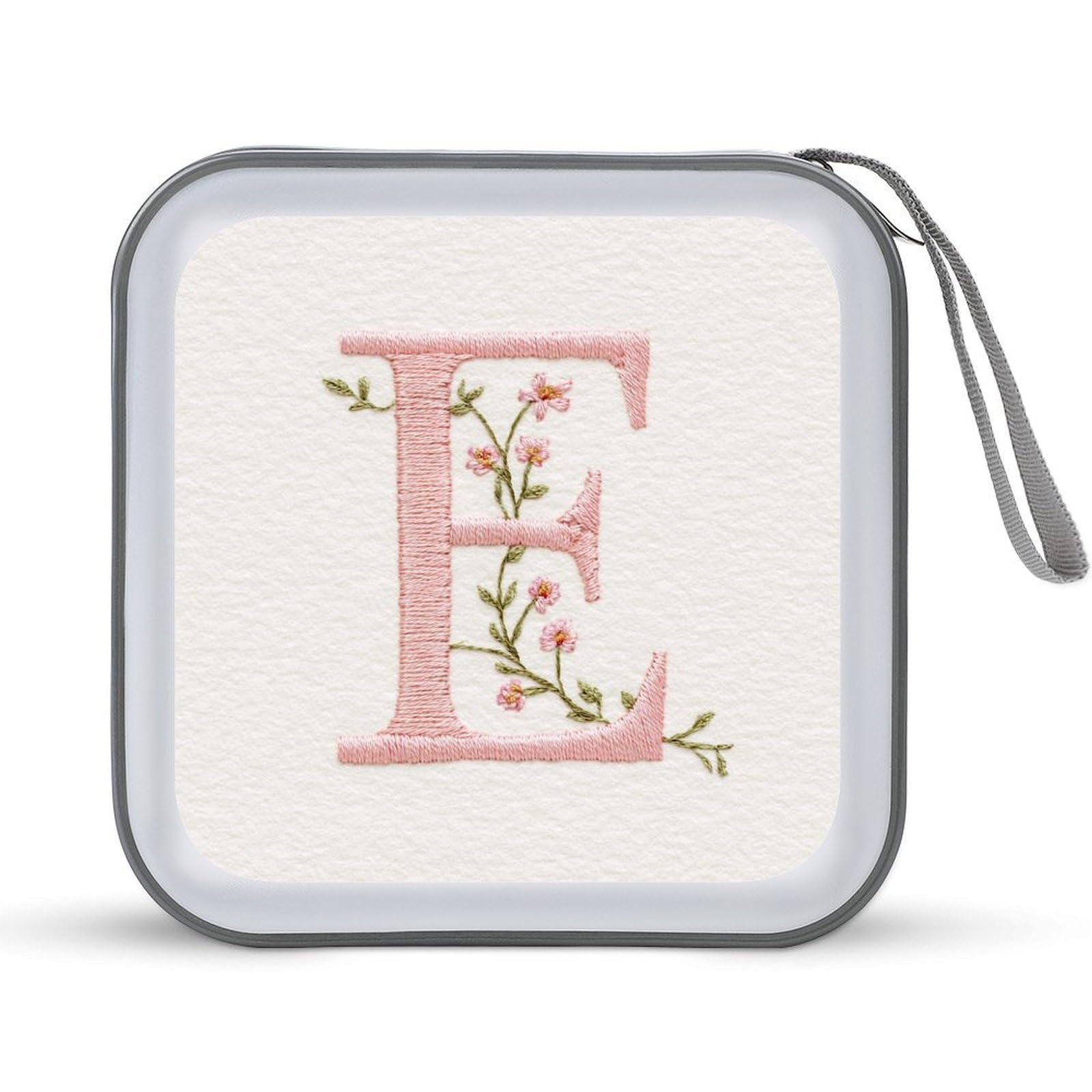 Jubonexis Embroidered Capital Letter E CD Case DVD Storage Case Portable for Car Home Travel