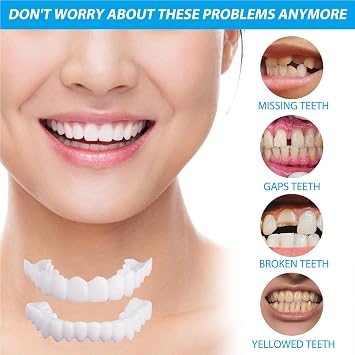 Wttfc Instant Veneers Dentures,Clip in Veneers Teeth,Clip on Veneers Top and Bottom,False Teeth,Snap on Veneers Teeth,Fake Teeth Veneers,Snap on Dentures for Men Women Cover Imperfect Teeth [Energy Class A]