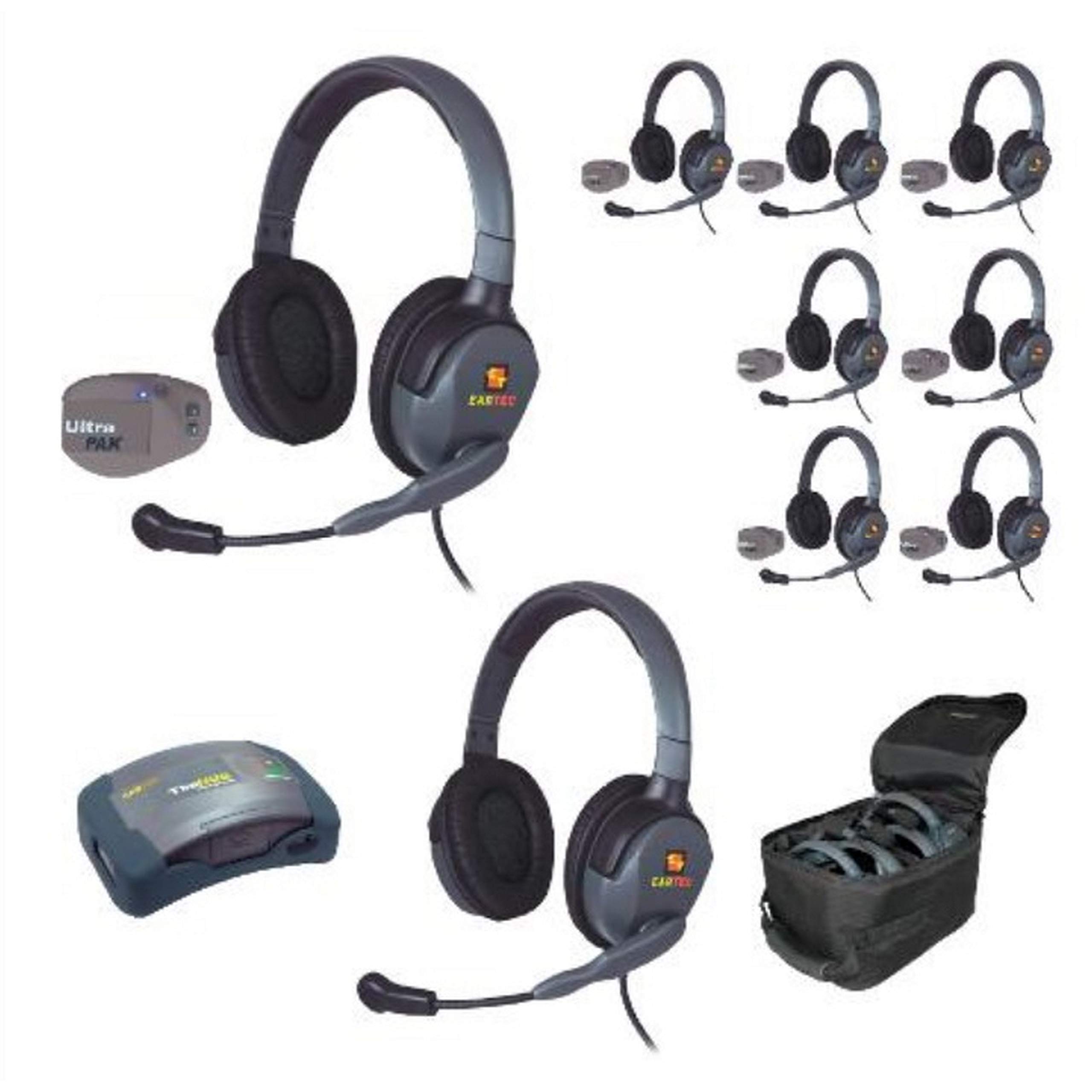 EARTECUPMX4GD9 9-Person Full Duplex Wireless Intercom with 8 UltraPAK and 9 Max4G Double Headsets
