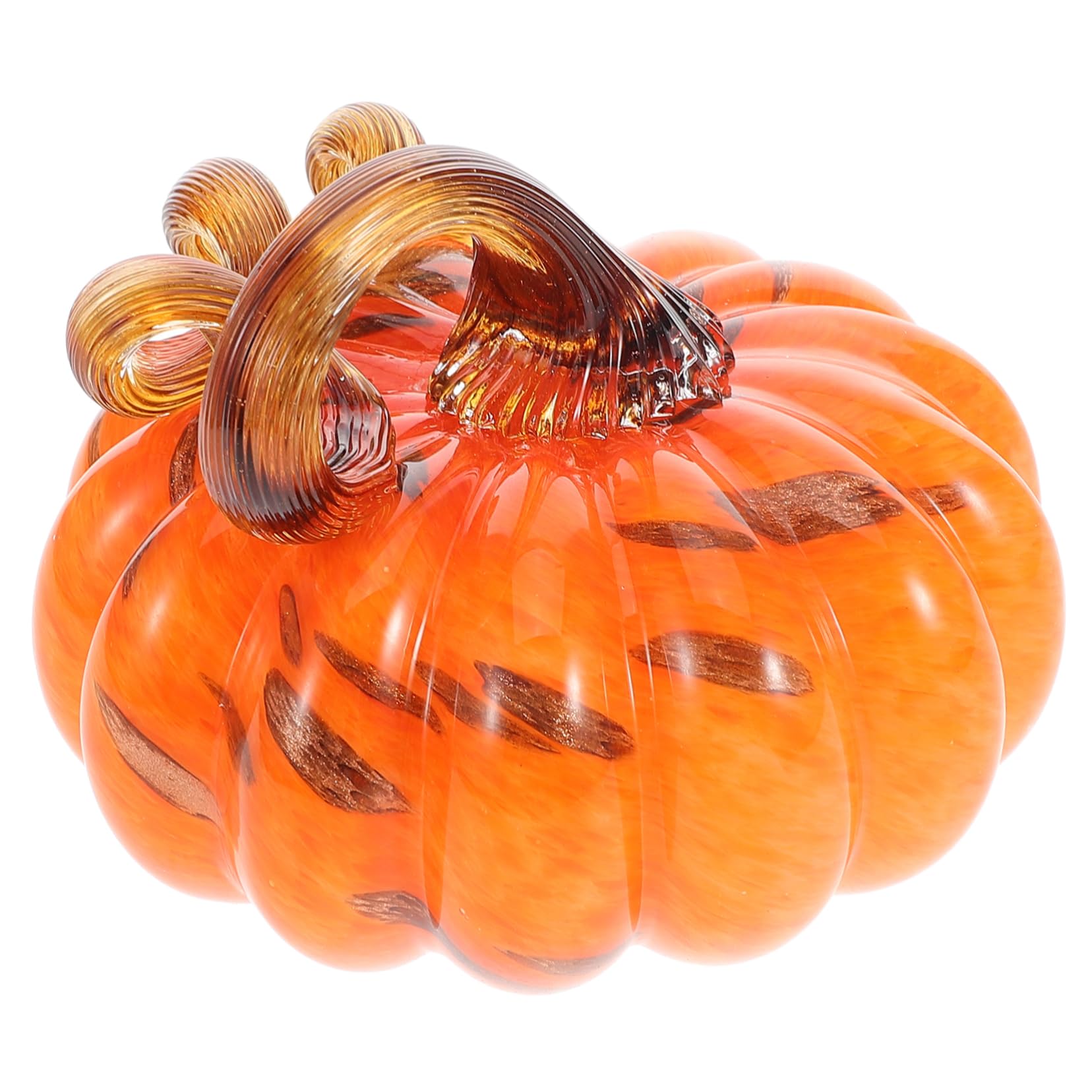 IMIKEYA Künstliches Halloween-kürbis- Mundgeblasene Kürbisstatue Aus Glas Miniatur-kürbisfigur für Den Herbsttisch Erntedankfest und Halloween-partyzubehör