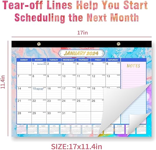 Miniatura 2 de Calendario de escritorio 2024-2025 calendario académico mensual de escritorio de 18 x 17 x 11-12 pulgadas, desde enero de 2024 hasta junio de 2025