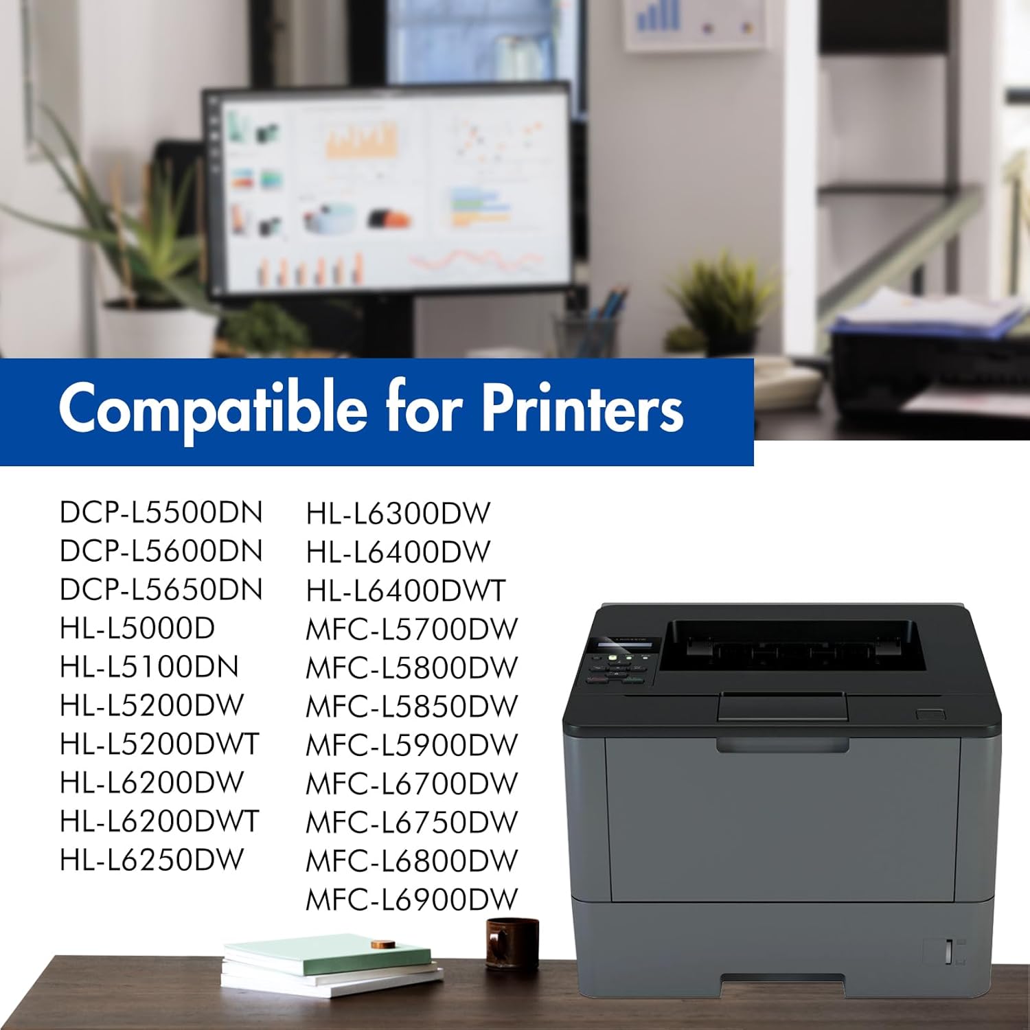 TN820 TN850 Toner Cartridge Black: TN 820 Toner Replacement for Brother TN-820 HL-L6200DW MFC-L5850DW MFC-L5900DW MFC-L5700DW HL-L5100DN Printer Ink, 2-Pack