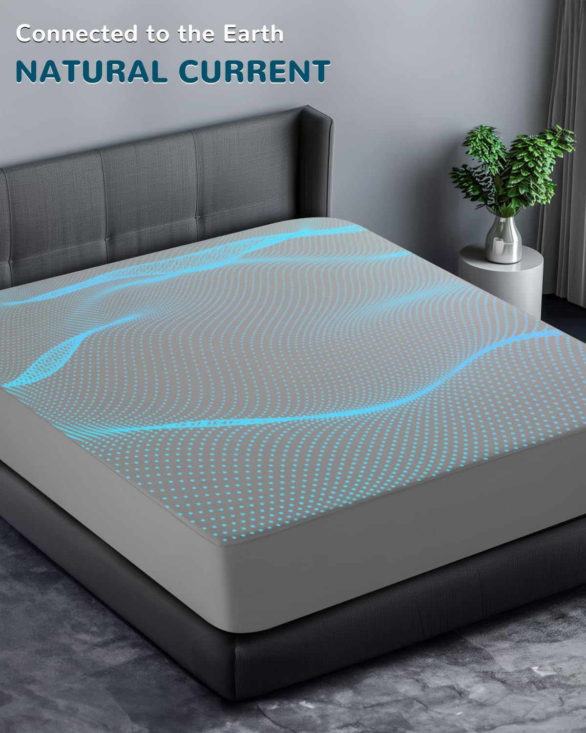 Grounding Fitted Sheets,Grounding Sheet Earth Connected Bedding,10% Pure Silver Fiber and 90% Ultra Soft Cotton Grounding Mat for Bed(Gray,78"x80"x18")