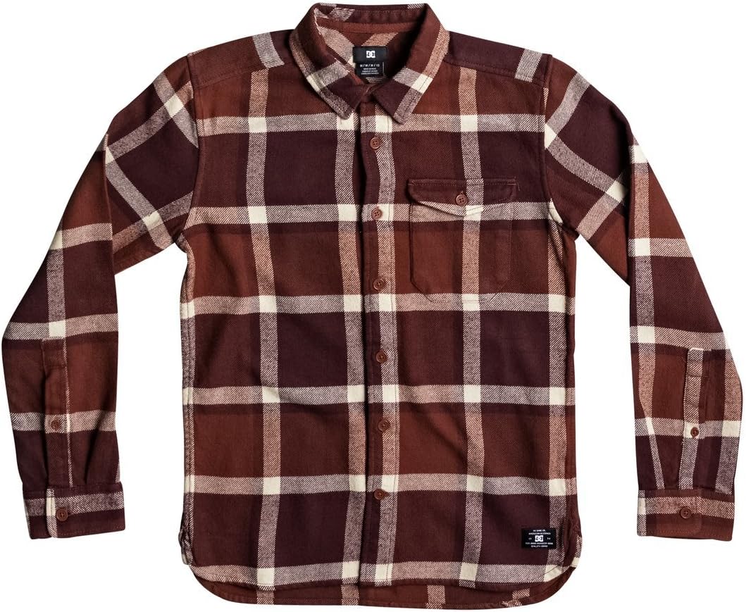 DC Shoes Boys Shoes Marsha - Long Sleeve Shirt - Kids - 14 - Red Burnt Henna 14/L