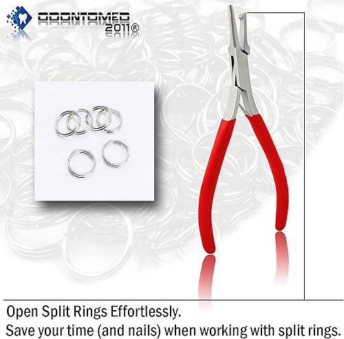 Miniatura 7 de OdontoMed2011 Jeweler - Alicates de anillo dividido para manualidades y manualidades, mango rojo