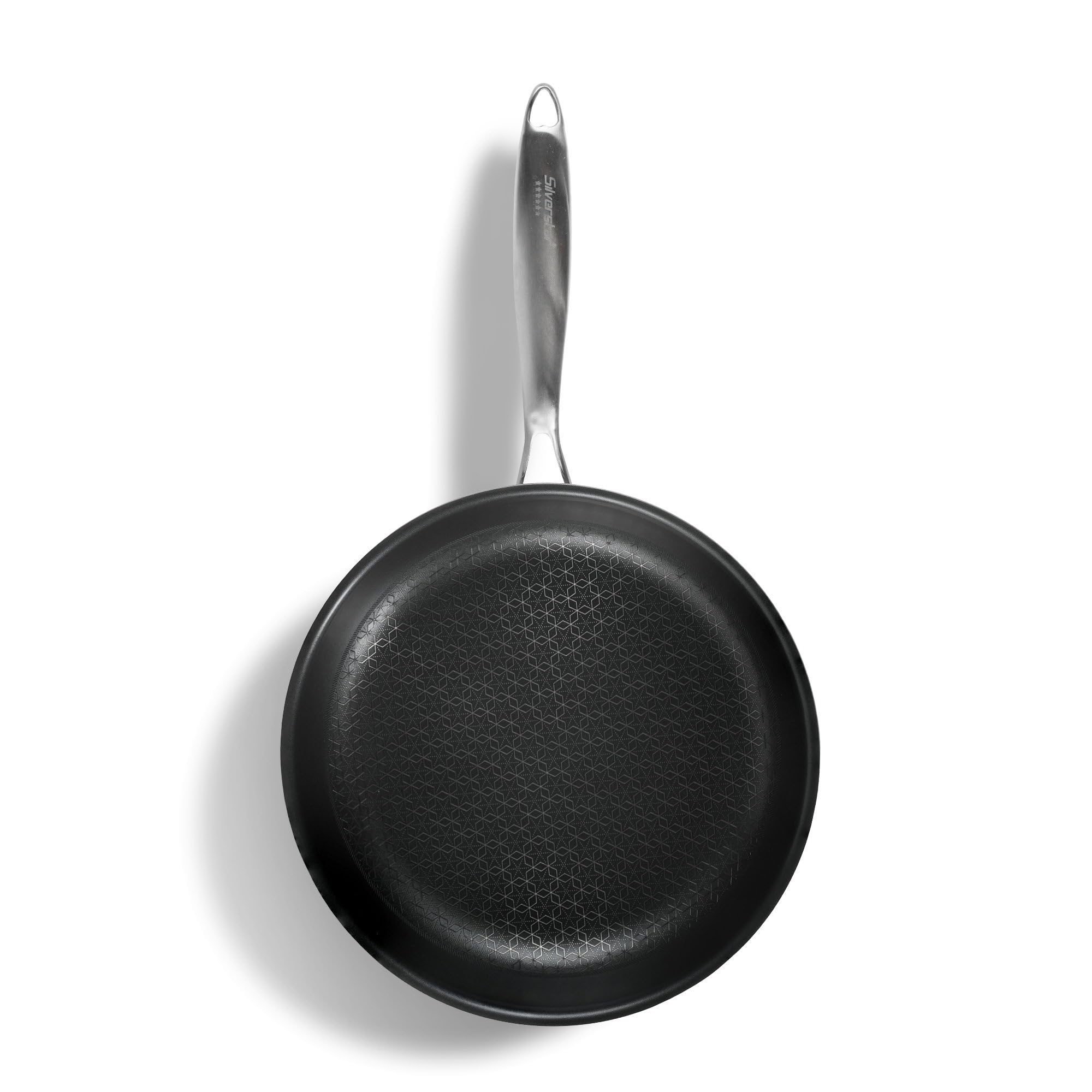 Silverstar Set di padelle in acciaio inox, 20/24/28 cm, con coperchio 24/28 cm, spatola a nido d'ape, antigraffio, antiaderente a induzione, struttura a nido d'ape, per tutti i piani cottura, forno,