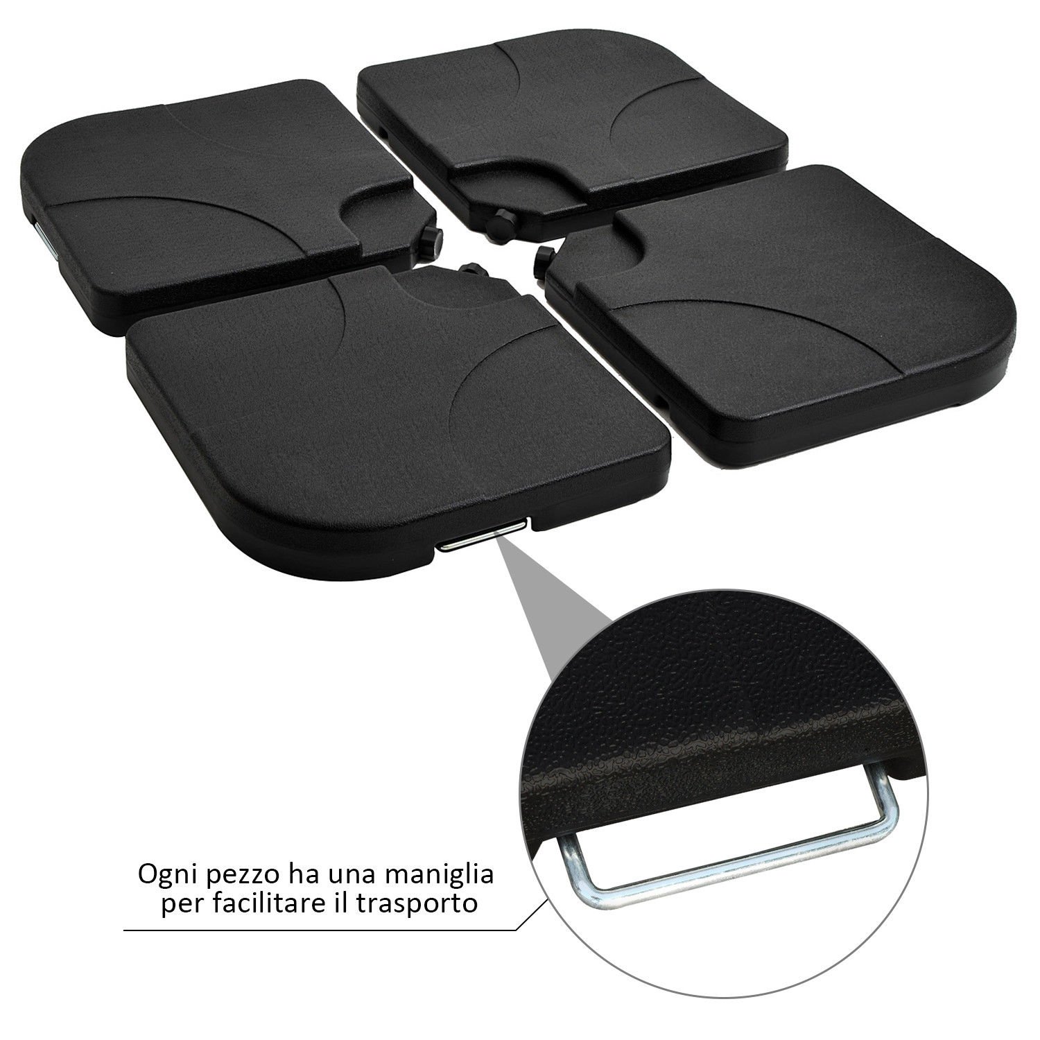 Outsunny Set 4pz Base per Ombrellone da Giardino in Plastica 50 × 50 × 7.5cm