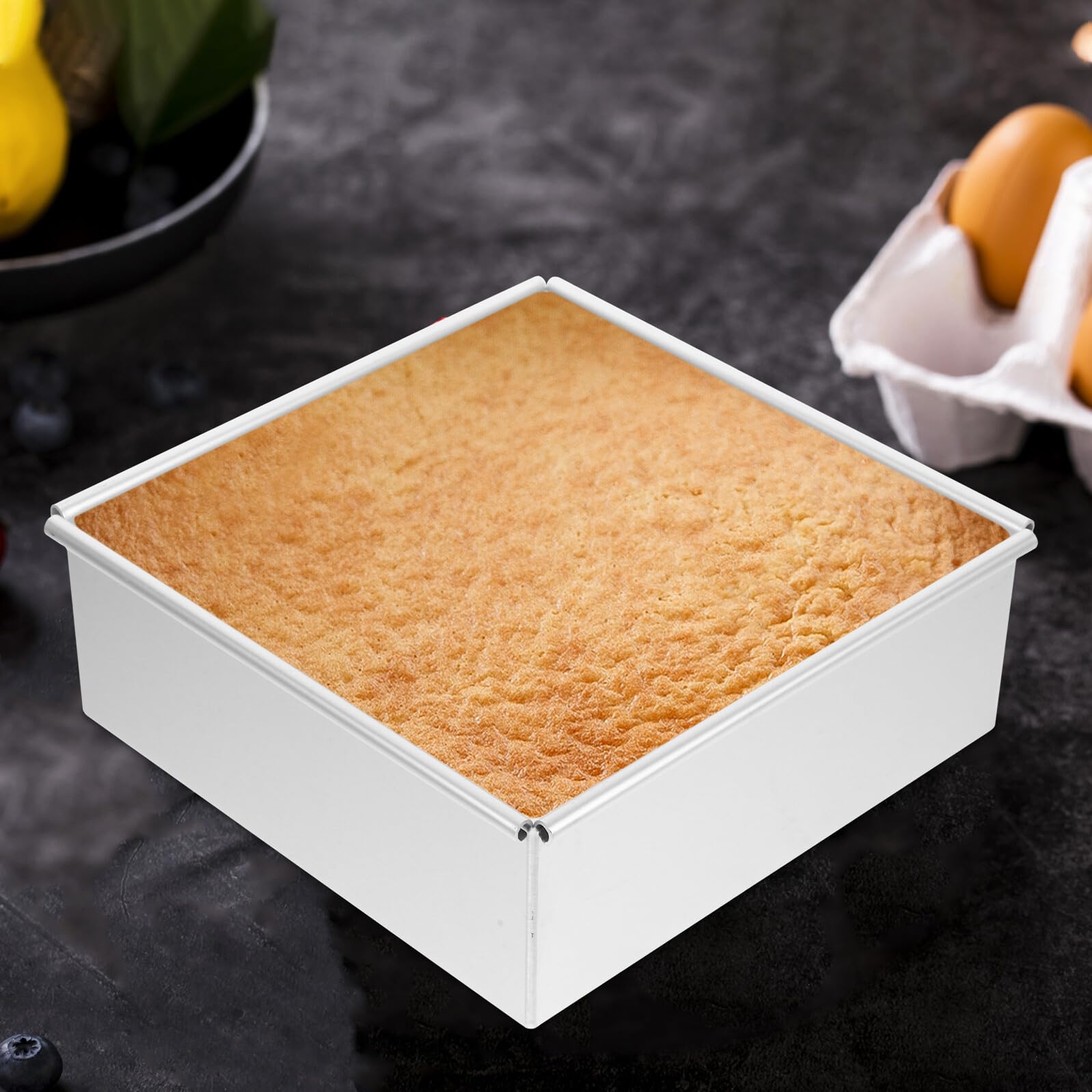 2 piezas Molde para Pasteles Cuadrado de Aleación de Aluminio con Fondo Desmontable Antiadherente para Queso Mousse y Bizcocho de Moldes para Repostería Casa y Celebraciones