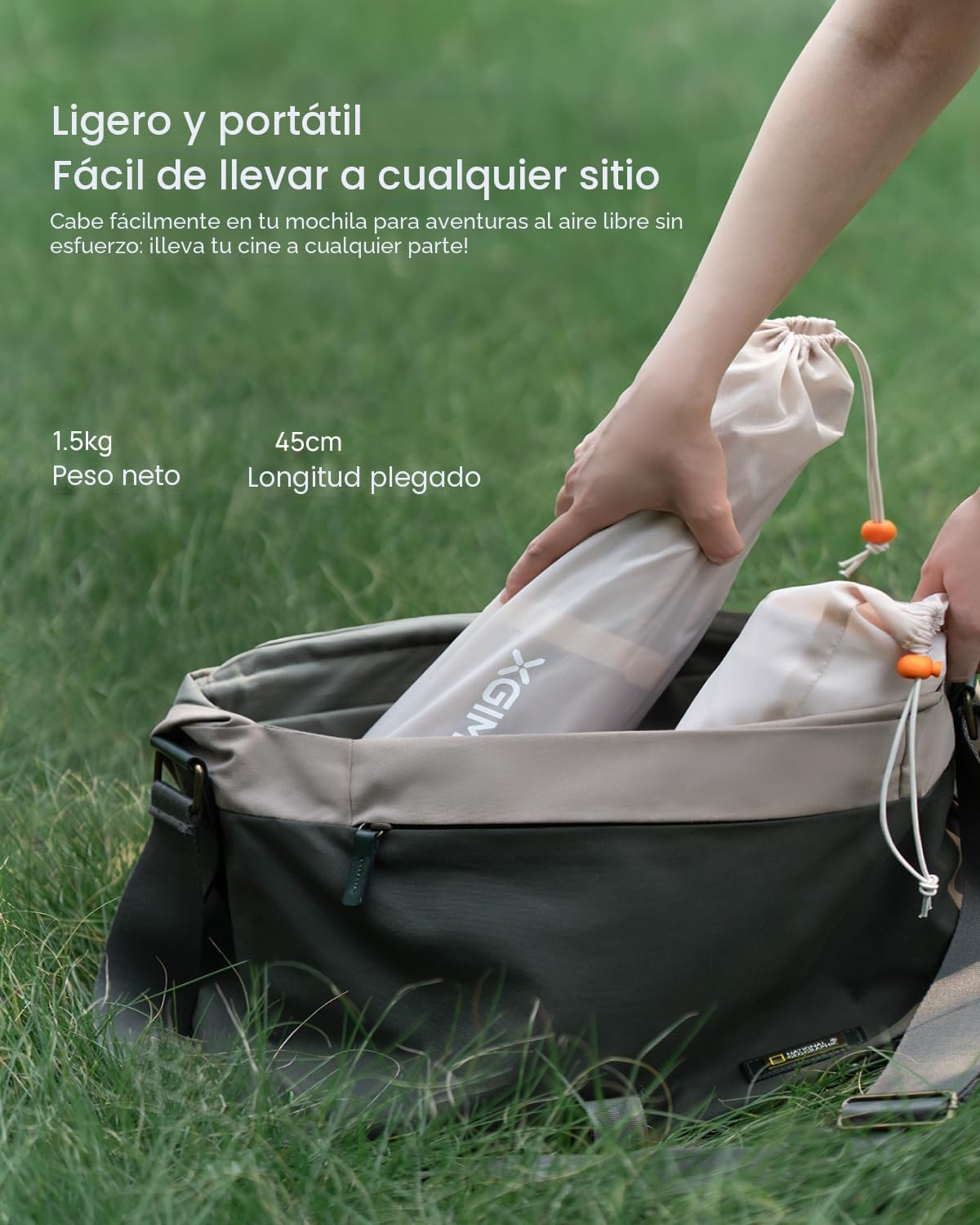 XGIMI 2025 Nueva Pantalla de Proyección Portátil para Exteriores 70" Plegable y Ligera – Camping/Jardín Compatible con Proyectores de Largo Alcance MoGo 3 Pro/Halo+/Elfin Flip/Horizon Ultra
