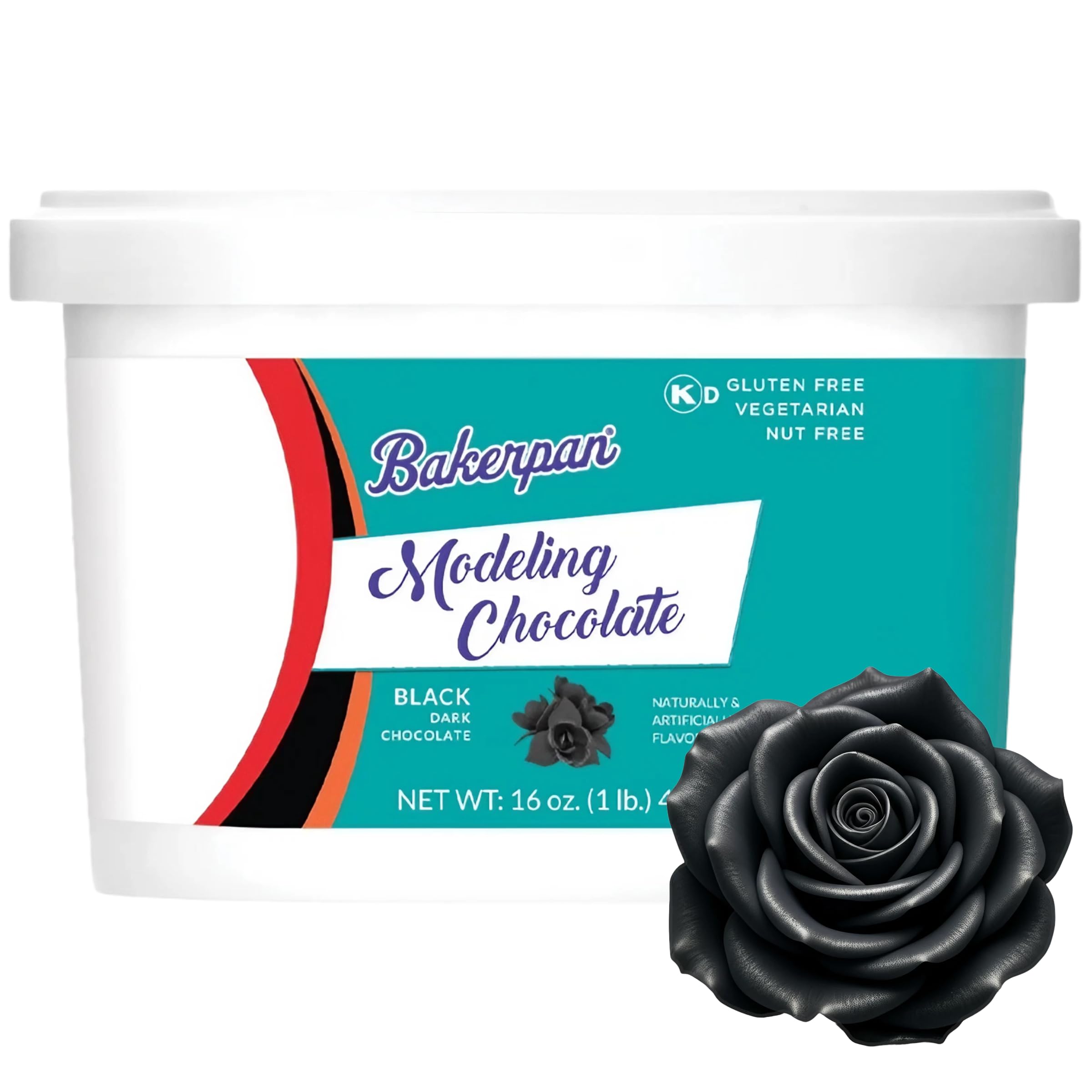 Bakerpan Black Modeling Chocolate - 1 Pound - Sculpt Cakes, Model Figurines, and Create Cake Toppers (Made in USA)