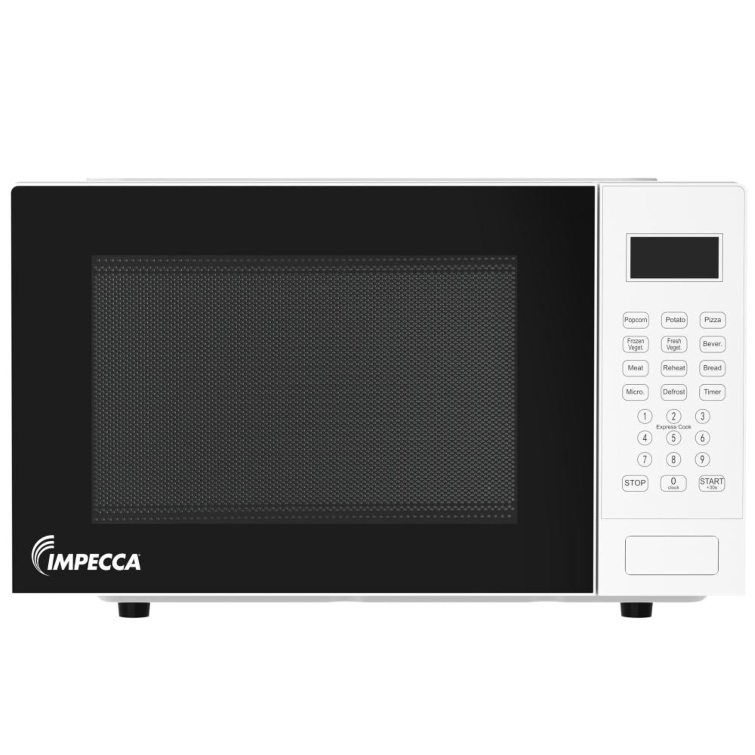 IMPECCA Countertop Microwave Oven 10 Auto Menus Defrost Timer LED 0 9 Cu 900W 11 25 Turntable Child