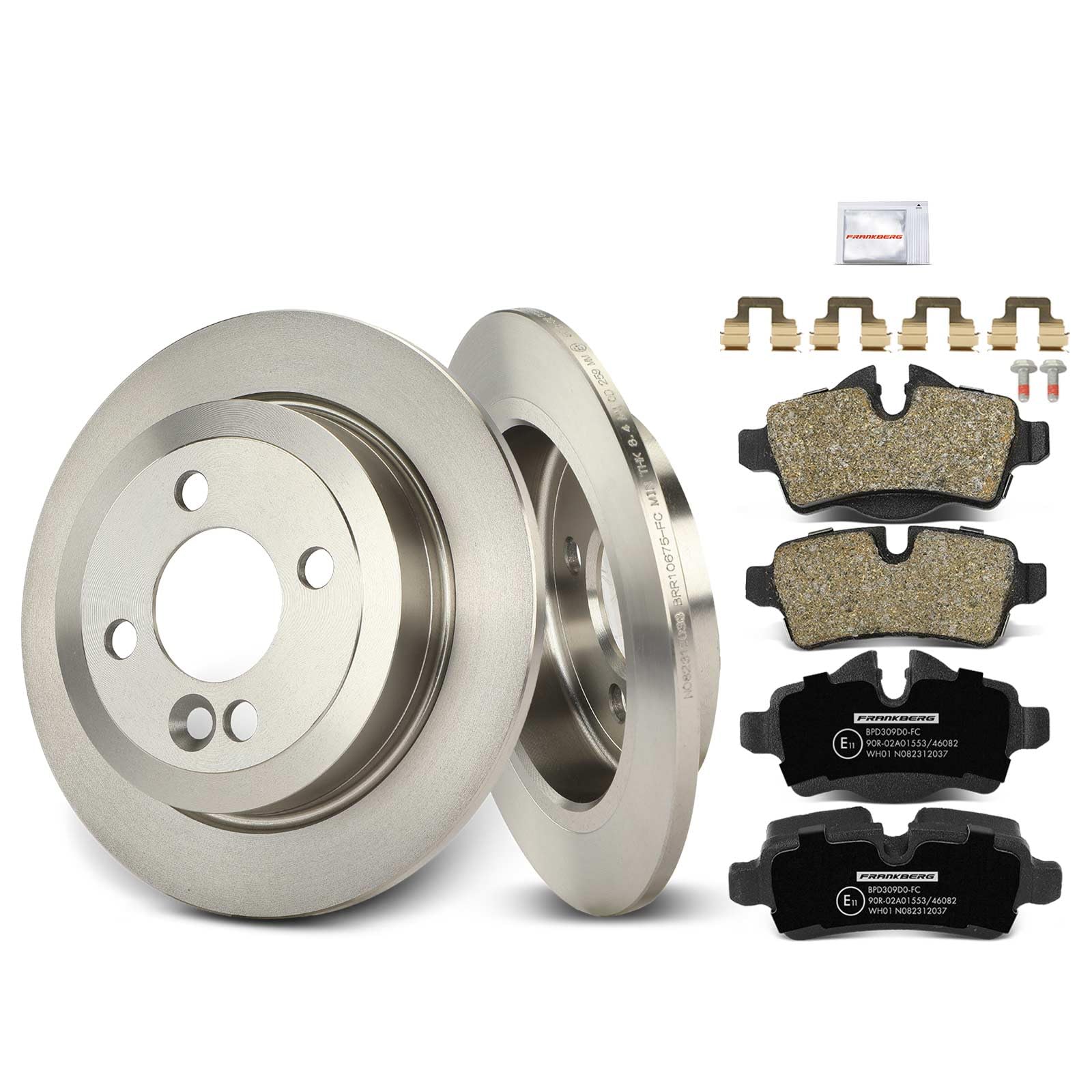 Frankberg Set freni incl. 2x Dischi Freno + 4x Pastiglie dei Freni Posteriore Compatibile con Min.i R56 Min.i Cabriolet R57 Min.i Roadste.r R59 Replace# 34216774987, 34211503070