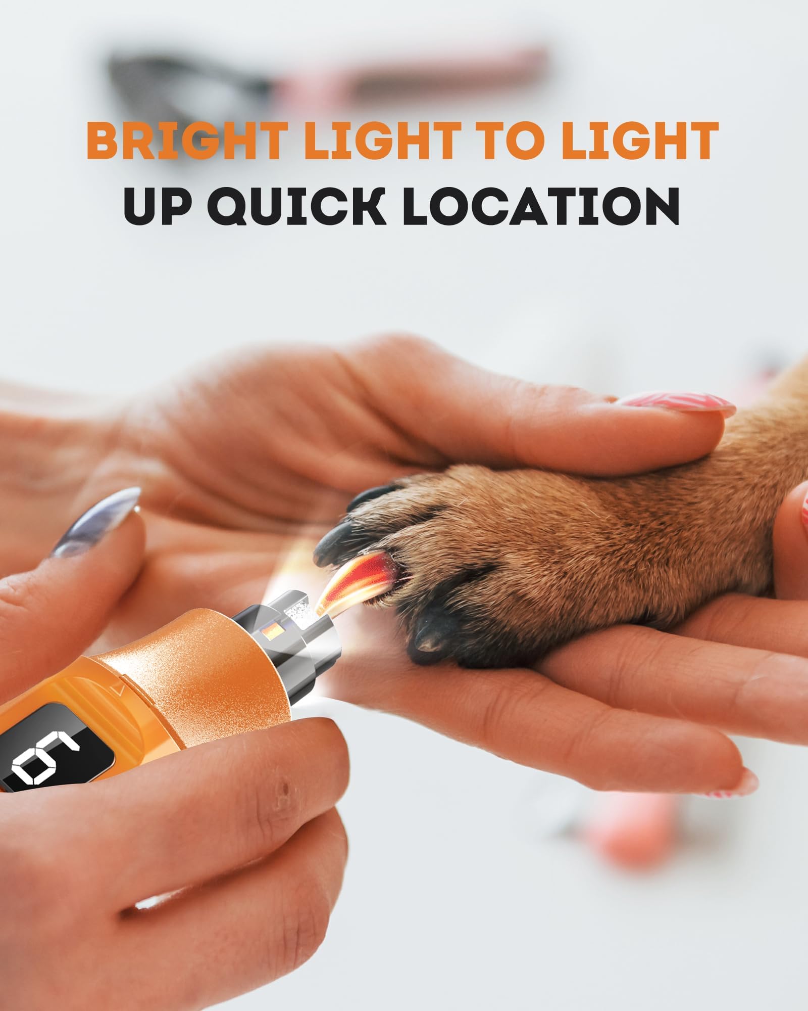 7-Speed Dog Nail Grinder with LED Light – Ultra Quiet Electric Pet Nail Trimmer for Large Dogs & Cats – Professional Grooming Tool with Dust Collector, One-Hand Speed Control & Instant Stop Safety - image 4