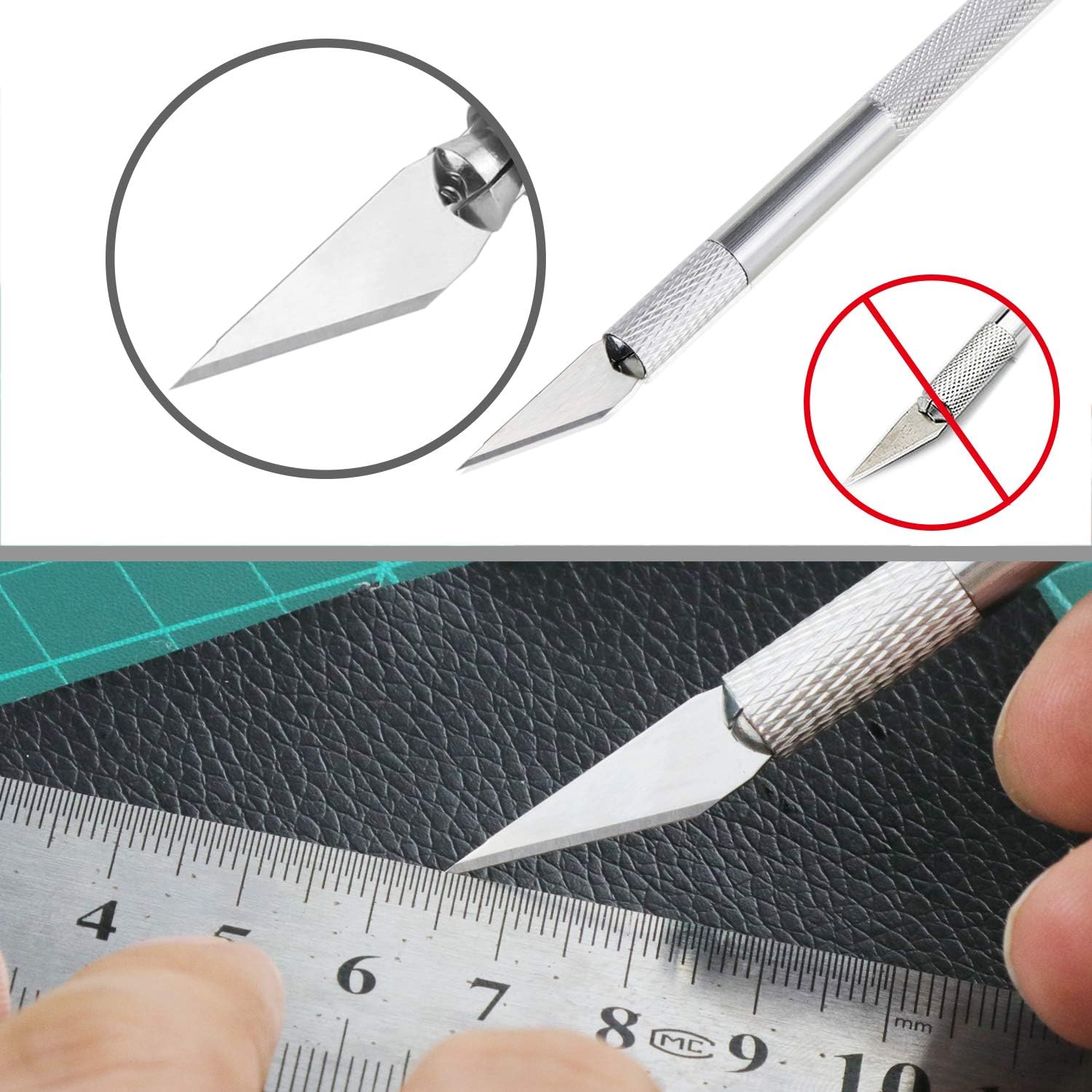 124 PCS Precision Carving Craft Hobby Knife Kit Includes 120 PCS Carving Blades with 8 Kinds of Styles,3 Carving Knifes with 2 Sizes, Cutting Board for DIY Art Work Cutting, Hobby, Scrapbook