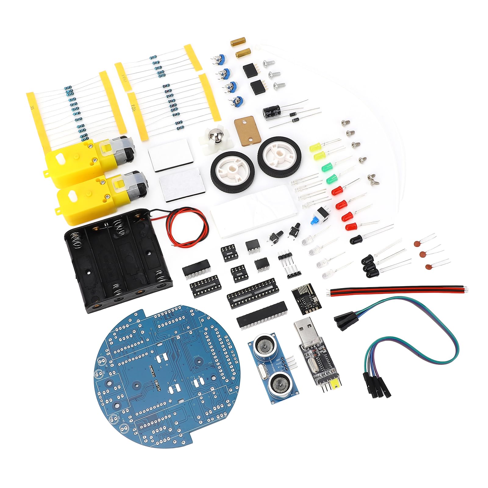 Kit de Coche Inteligente Robot DIY, Kit de Coche Inteligente MCU, Juguete Educativo con Cable de Salto, Juguetes de Construcción de Ingeniería Geniales para Adolescentes