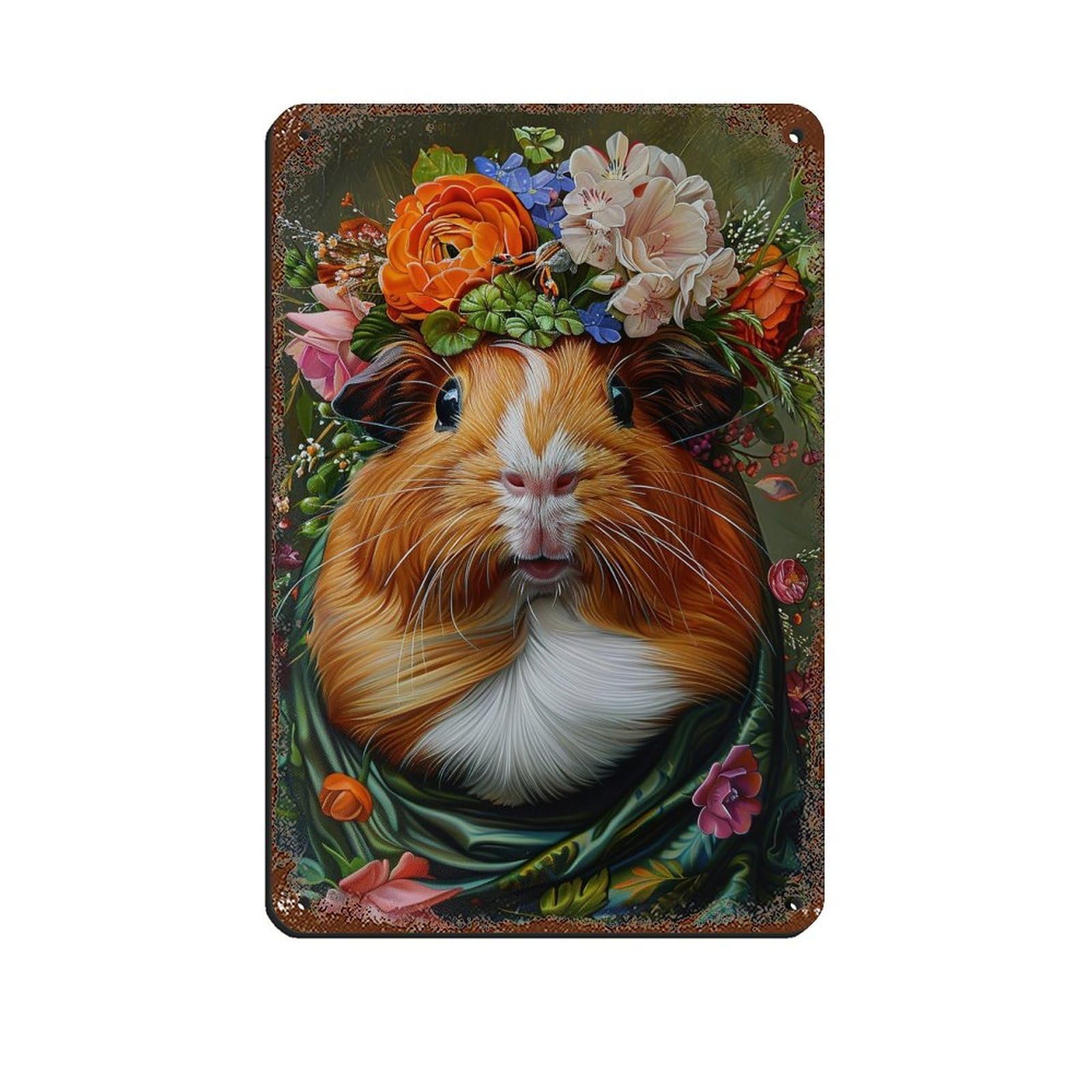Matisse Floral Guinea Pig Poster Retro Poster Metal Tin Sign Chic Art Retro Iron Painting Bar People Cave Cafe Family Garage Poster Wall Decoration 8x12inch(20x30cm)