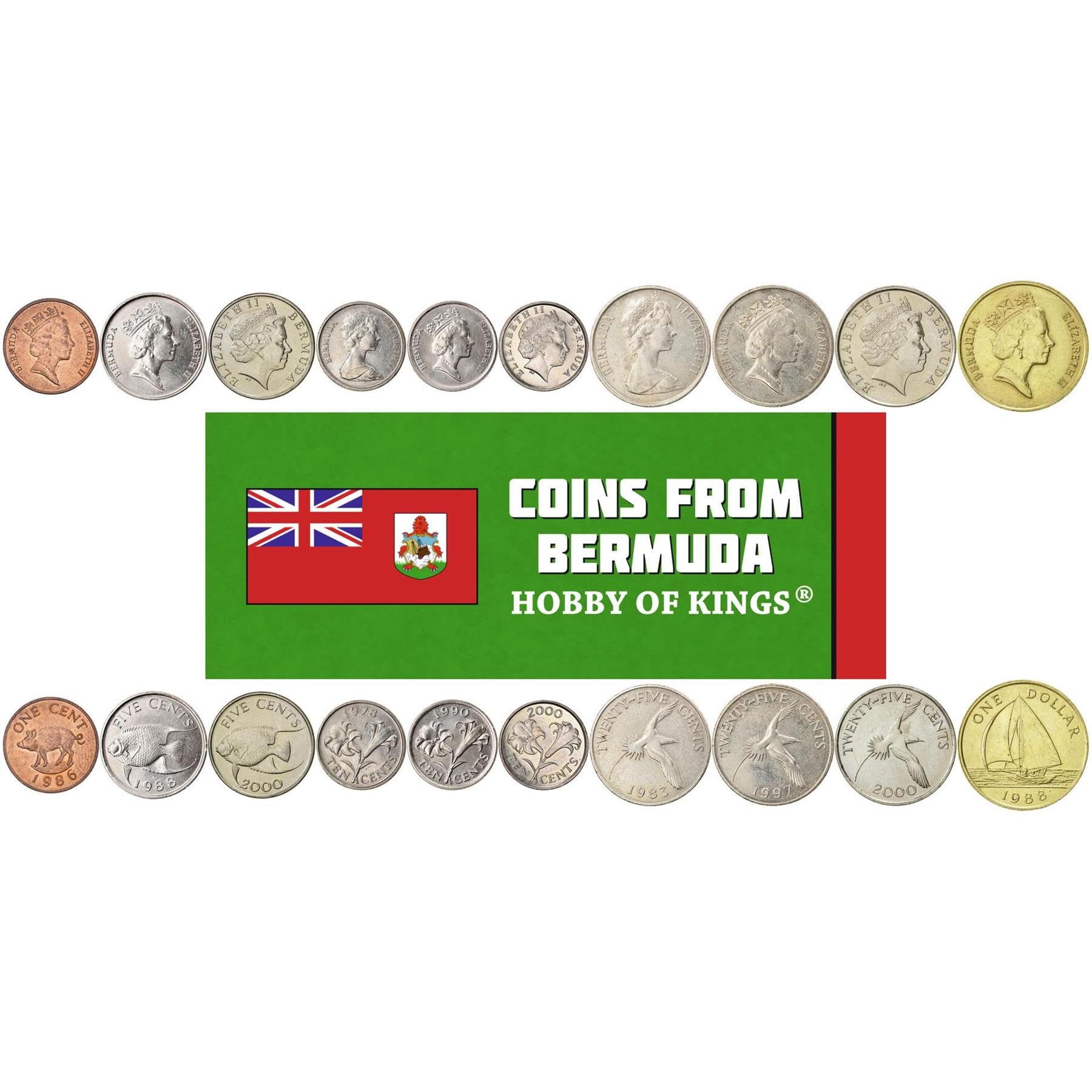 10 Bermuda Coins from British Overseas Territories