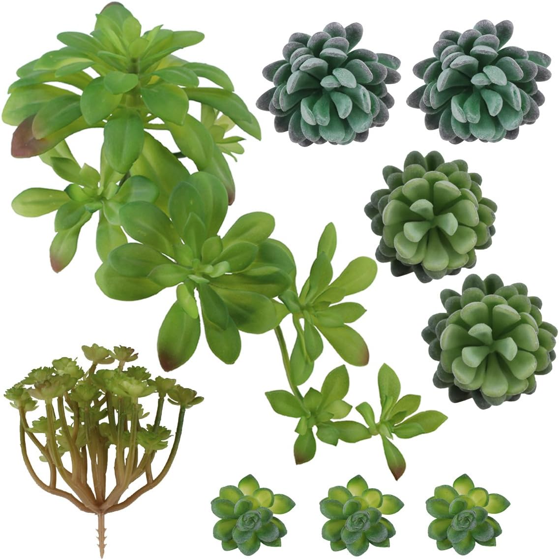 Greatflower DR208 Pack of 9 Artificial Succulents DIY Materials for Hotel or Desk Decor