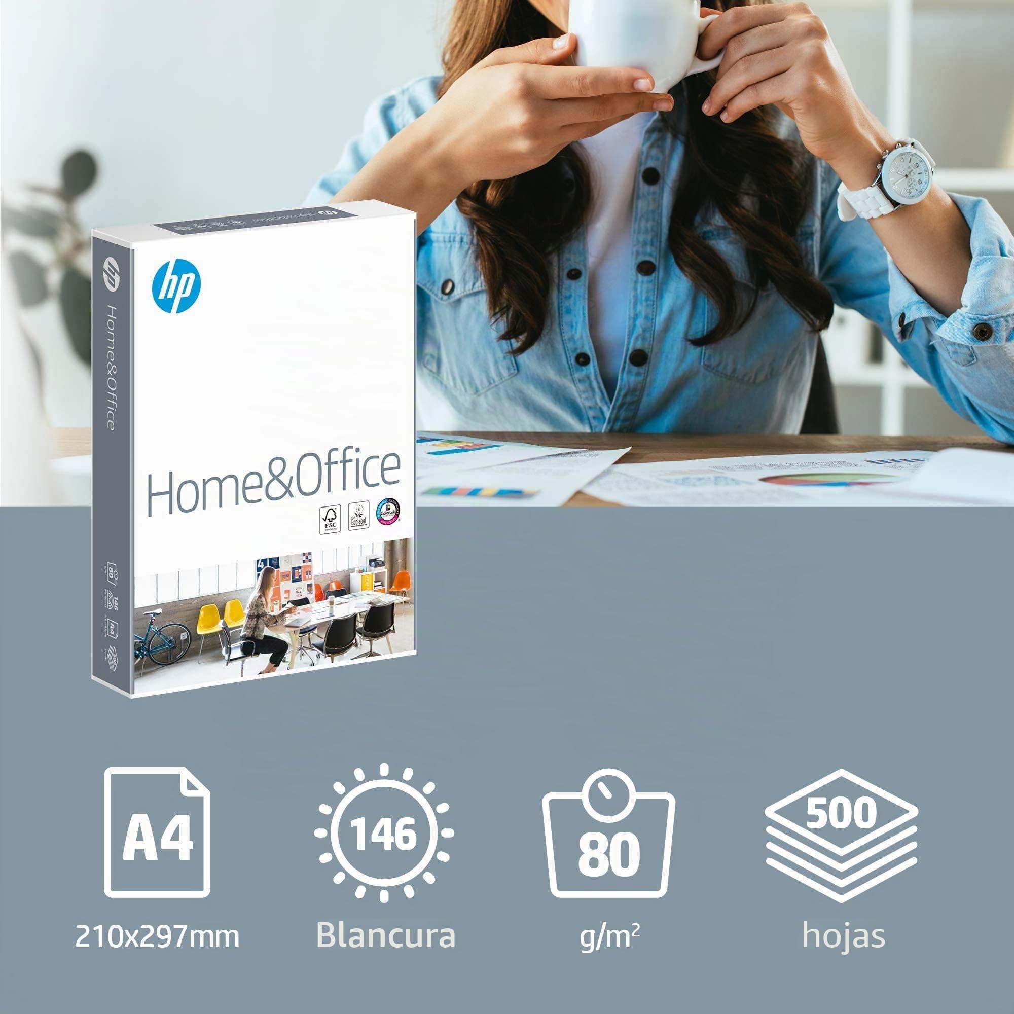 HP CHP150C Papel de Impresión para Oficina y Uso Doméstico, Pack de 5 x 500 hojas/A4/210 x 297 mm, Color Blanco