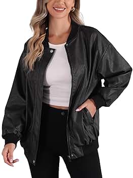 新品 即完品 F／LEATHER OVER SIZED JACKET ボア 黒 Oversized Leather Blouson Jacket | Michael Kors [US]