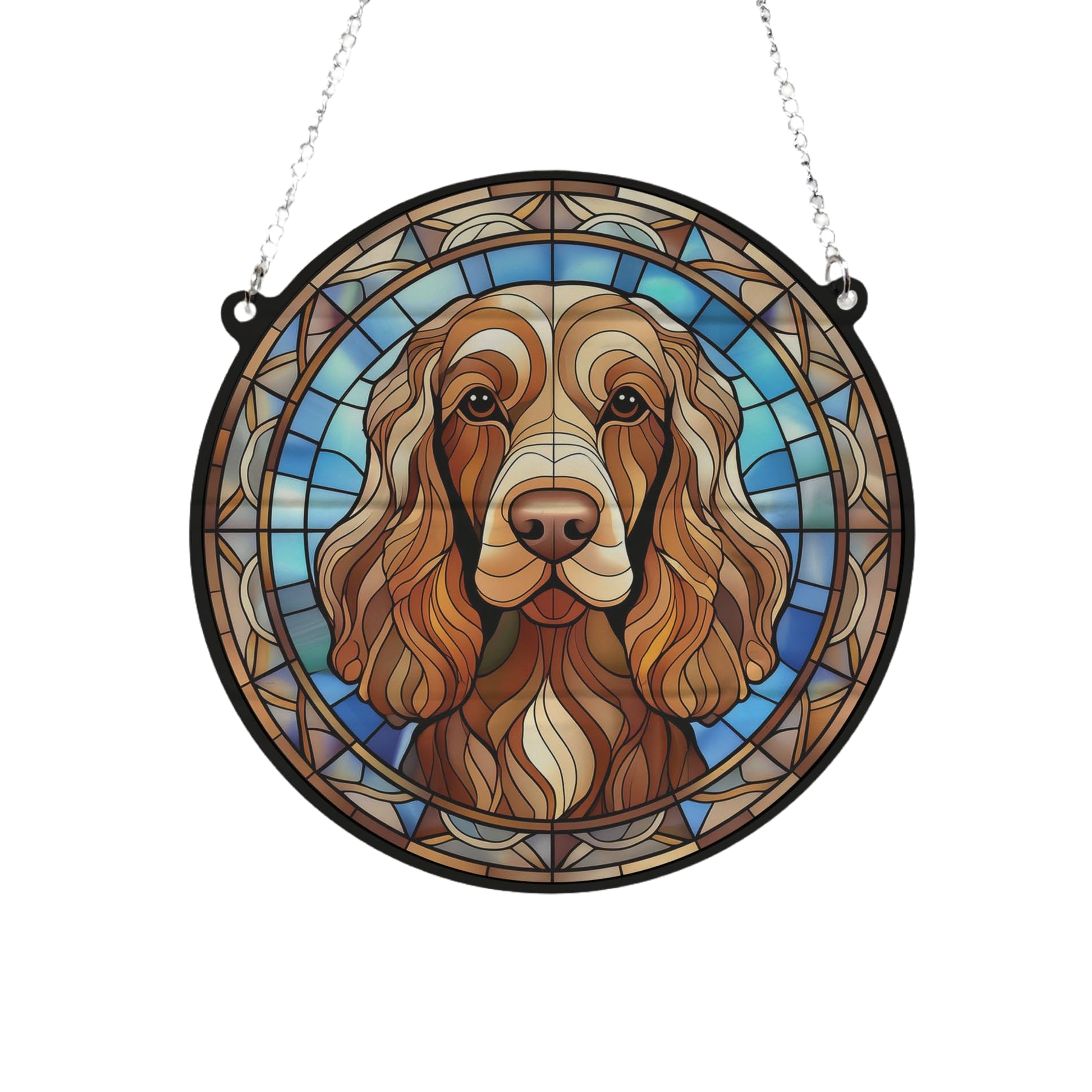 Cocker Spaniel (Working) Brown Stained Glass Effect Suncatcher Gift for Dog Lovers - 19cm