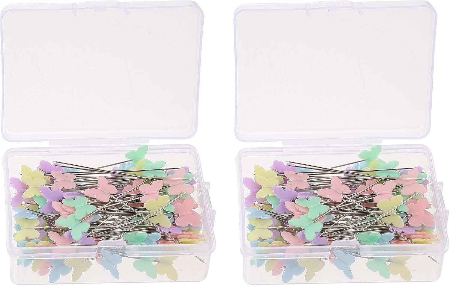 Didiseaon 200pcs Straight Head Pins with Butterfly and Plum Blossom Designs for Sewing and Crafting Bulk Sewing Locating Needles for Dressmakers and Quilters Lightweight Plastic Heads