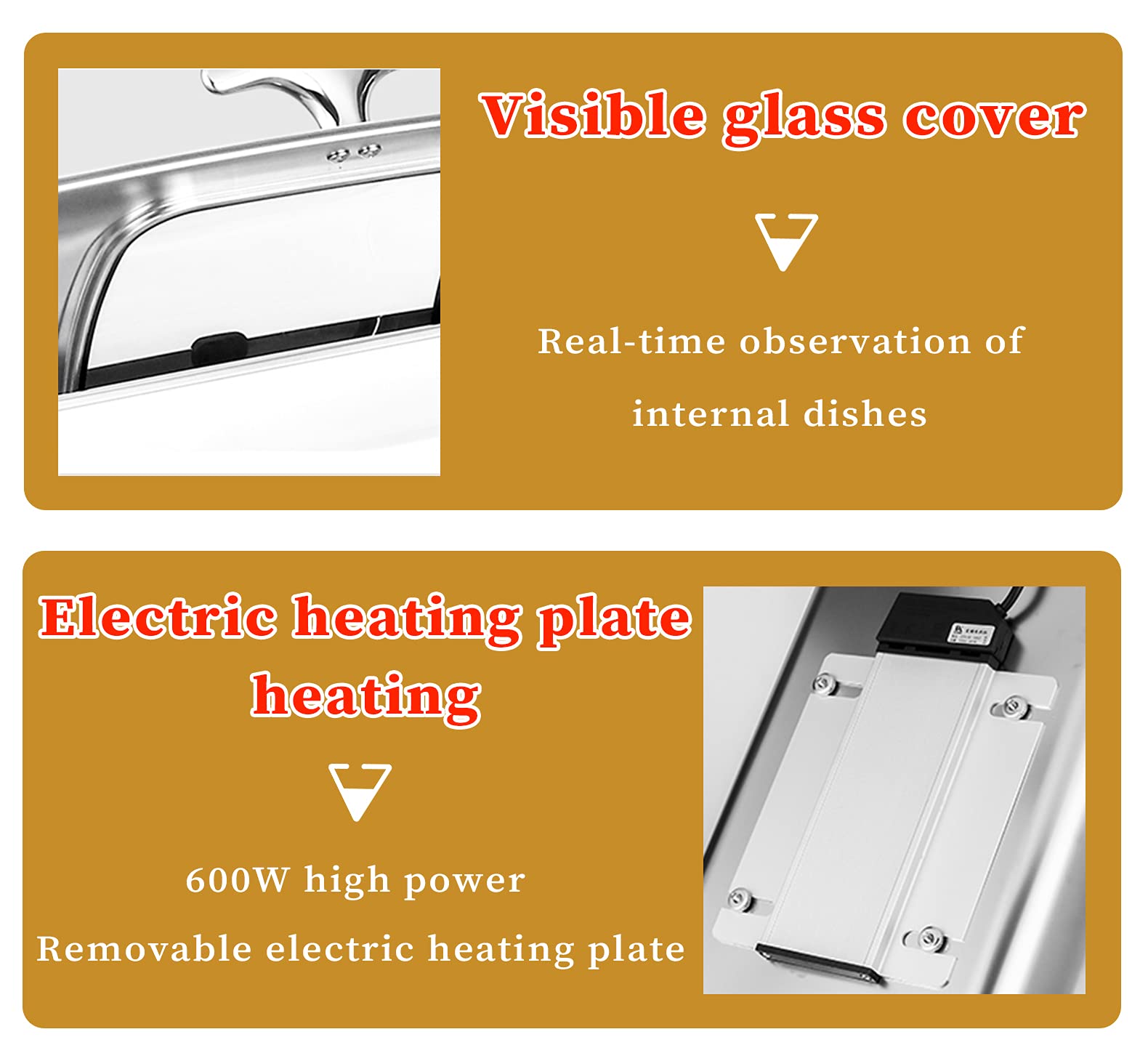 Chafing Dish Elettrico Contenitore Scalda Cibo Acciaio Inox per Buffet, Scaldavivande Buffet Elettrico per Hotel, Ristorante And Festa, Temperatura Regolabile (0-90℃), 9L, Piazza