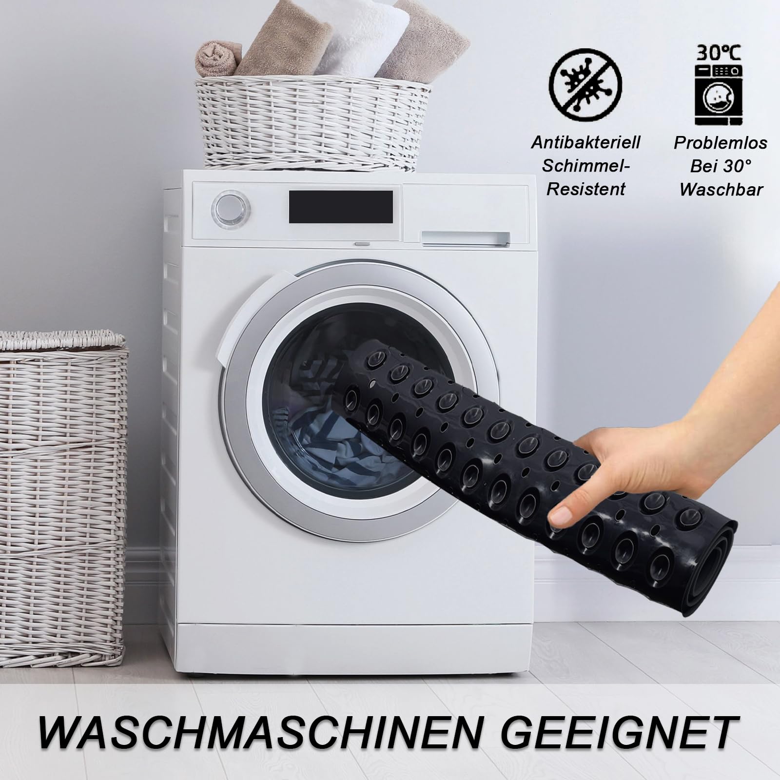 Zeynomax - Douchemat Voor In De Badkamer 53x53 Cm - Antislipmat Met Zuignappen Massagedouchemat Wasmachinebestendig Vierkant Blauw Voorkomt Uitglijden Comfortabel En Veilig Hygienisch Duurzaam