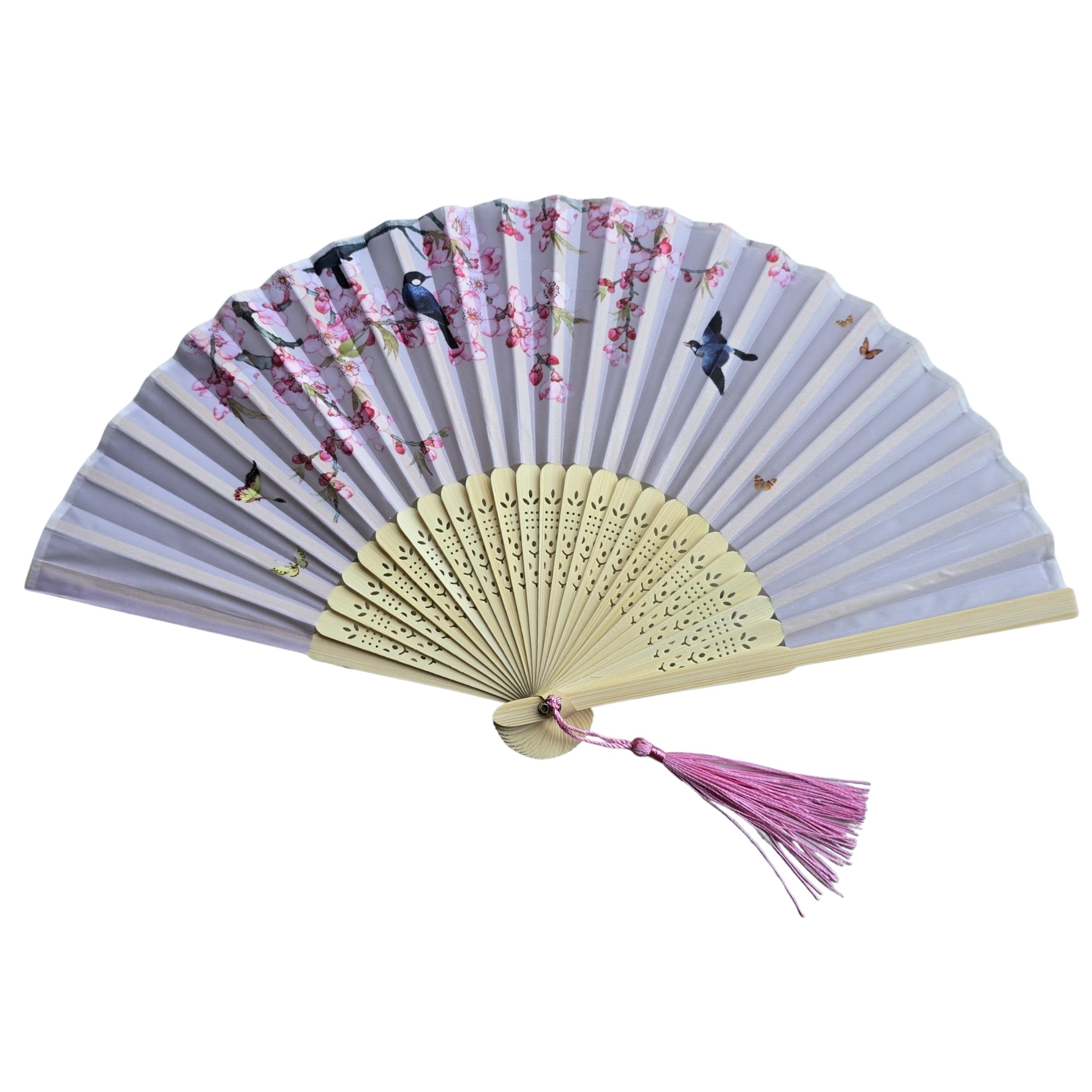 GFM® Bamboo Silk Handheld Folding Hand Fan for Summer, Wedding, Party Favour (FLSLK-CH-70) — image 1