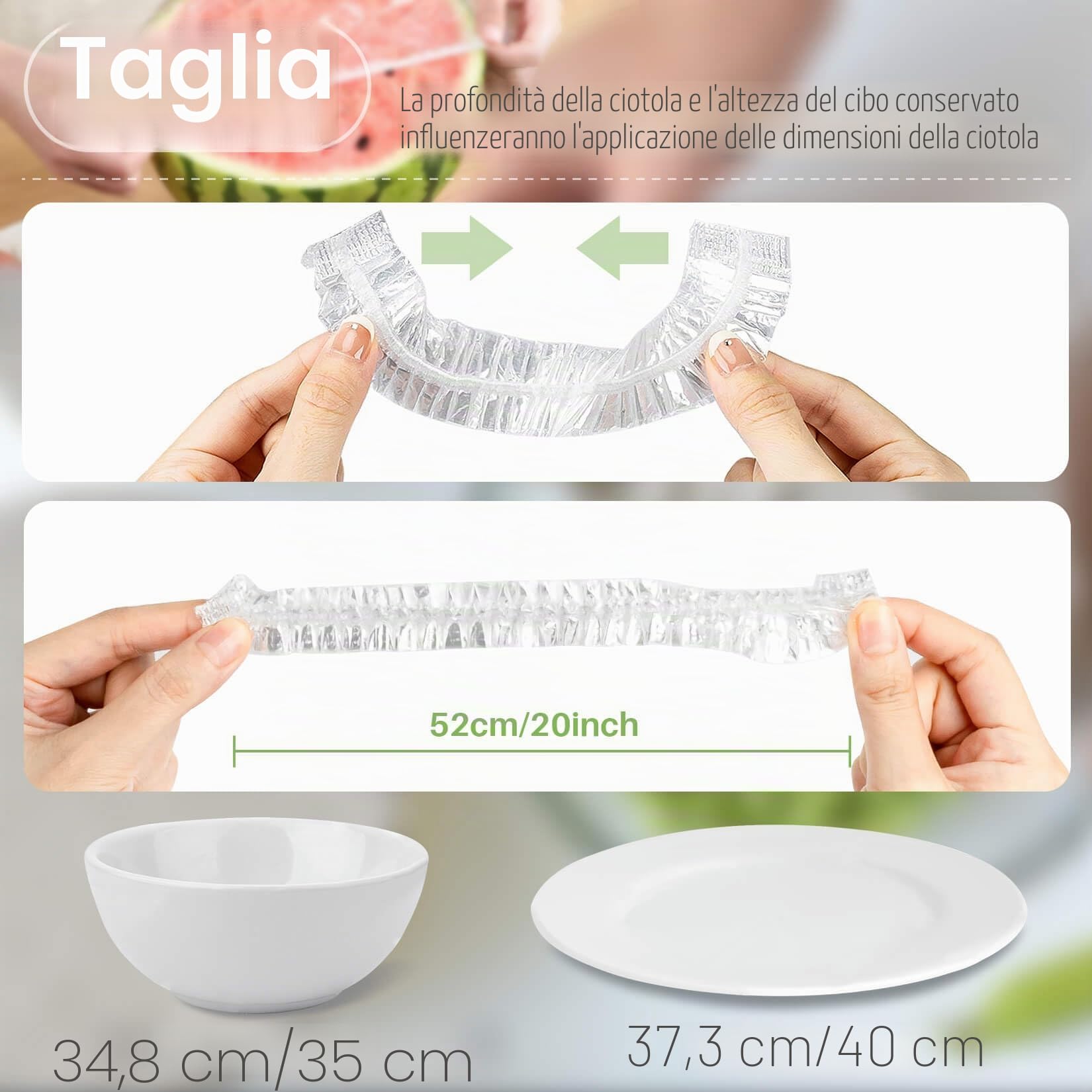 MAQIHAN 100pezzi Cuffie Copri Alimenti - Grande Pellicola per Alimenti Con Elastico Sacchetti Trasparenti Coprivivande Cuffie Coprire Cucina per Ciotola Lievitazione Pane Cuffie Capelli Doccia Monouso