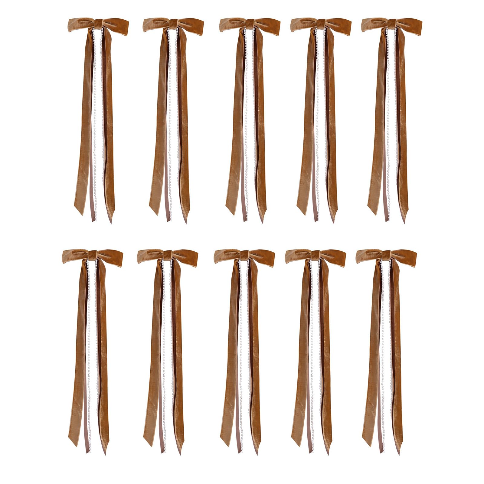 Tsophreniq 10Pcs Velvety Bowknot with Pearls Tassels Christmas Tree Decoration for Wreath Mantels Wedding Festival Decoration Velvety Christmas Tree Ornaments