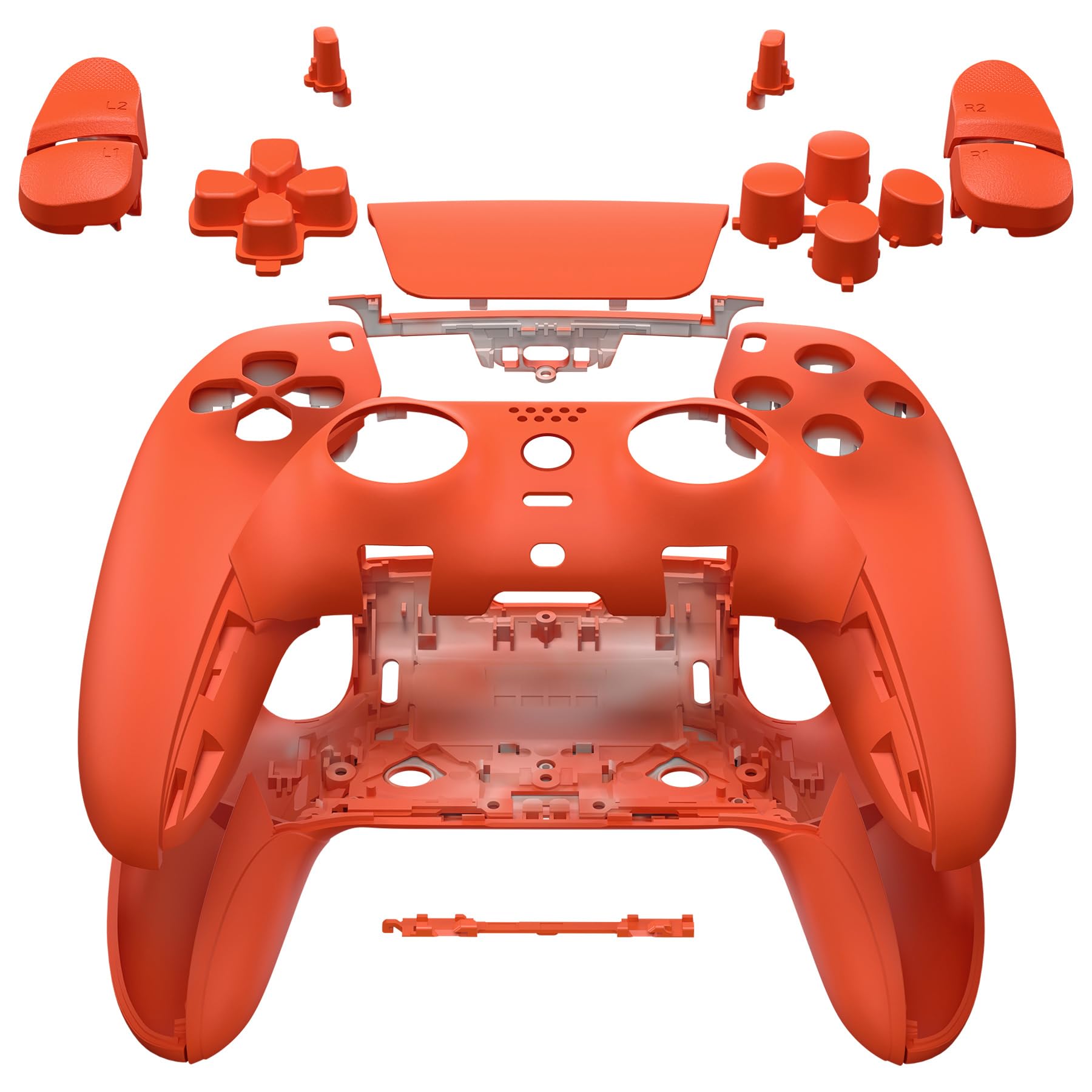 eXtremeRate Full Set Shell with Buttons Touchpad Cover Compatible with p s 5 Edge Controller, Orange Custom Replacement Decorative Trim Shell Front Back Plates Compatible with p s 5 Edge Controller