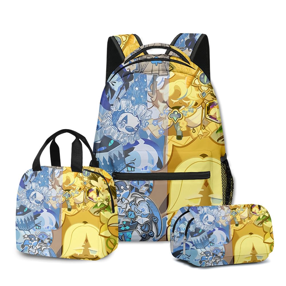 Hzsyc Kids Shadow Milk Cookie Backpack 3Pcs Set Boys Figure Shadow Milk Cookie Casual Daypacks - L Size/17in (C09,3pcs)