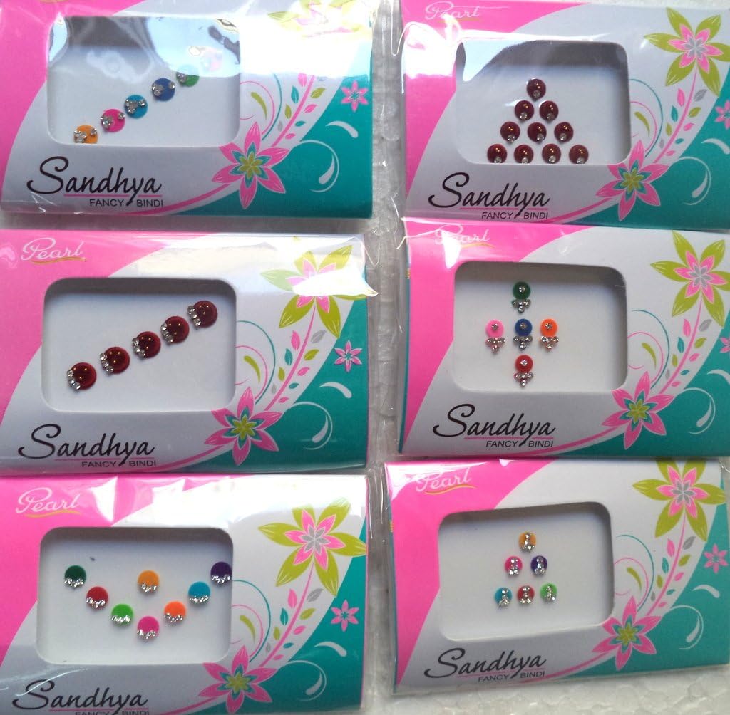 Bindi Store Designer Decorated Bindi for Women 6 Pack Traditional Colourful Bindi