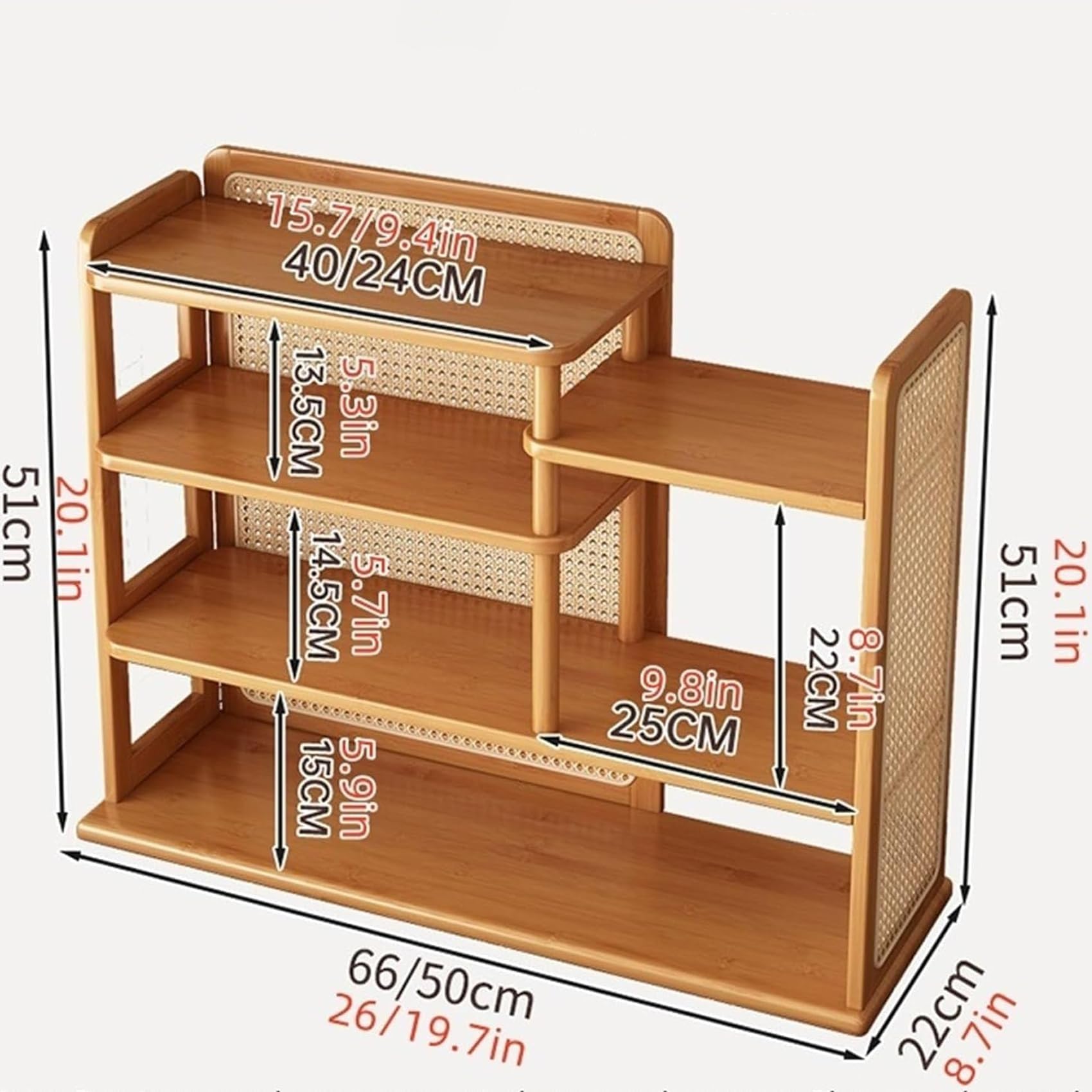 Scolapiatti multistrato in rattan, ripiano in legno di bambù, per soggiorno e cucina, struttura robusta inclusa