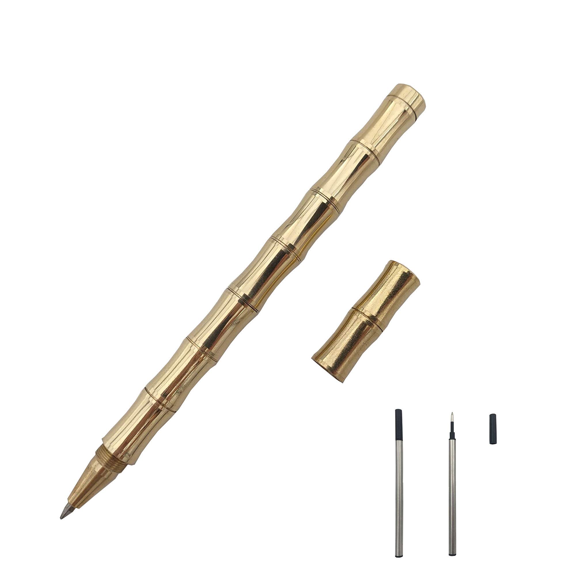 Accod Bamboo Solid Brass Pen Sign Signature Pen Ballpoint Pen High-end Gift Box with Two Replaceable Black Refills -0.5MM