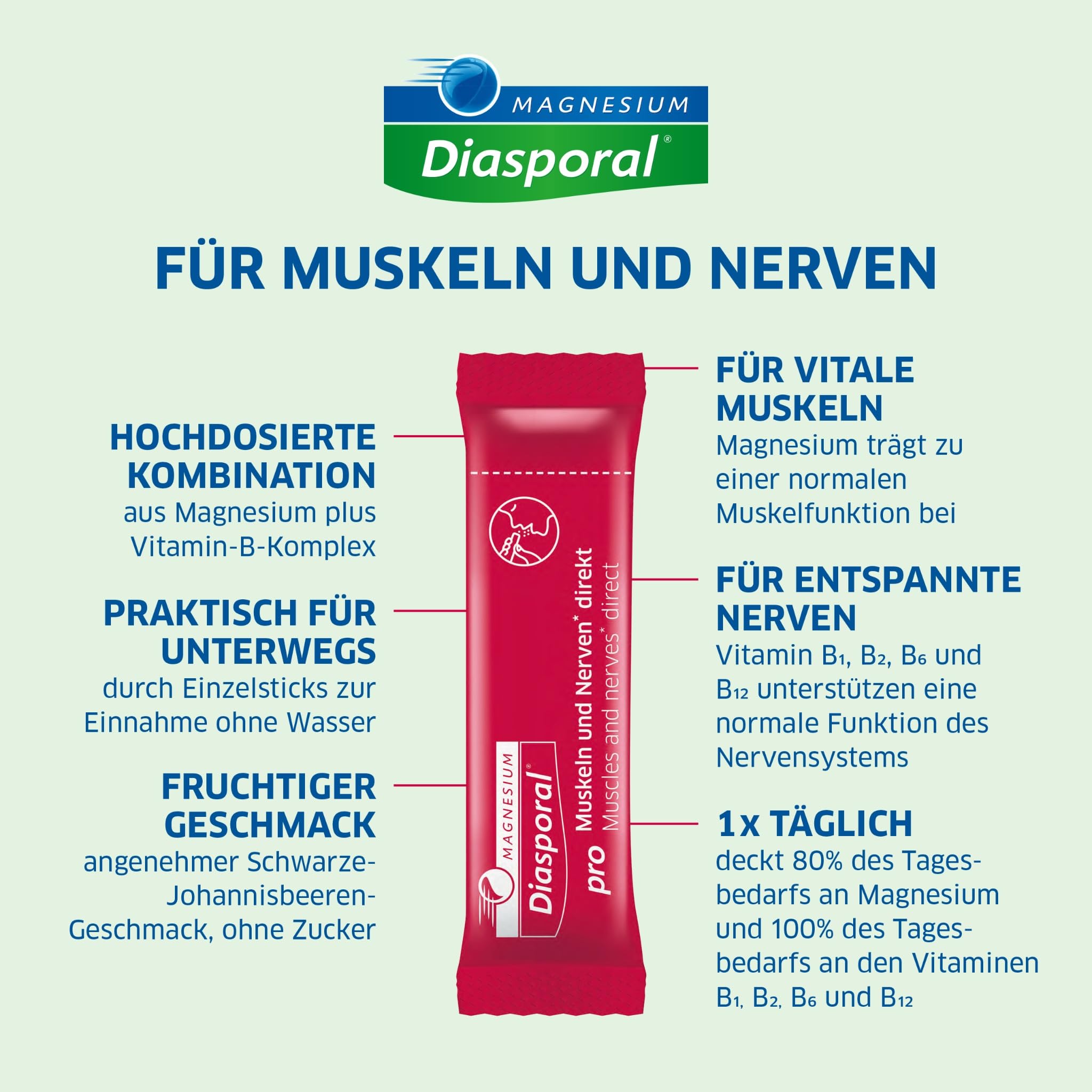 Magnesium-Diasporal Pro Muskeln und Nerven direkt - 100 Sticks