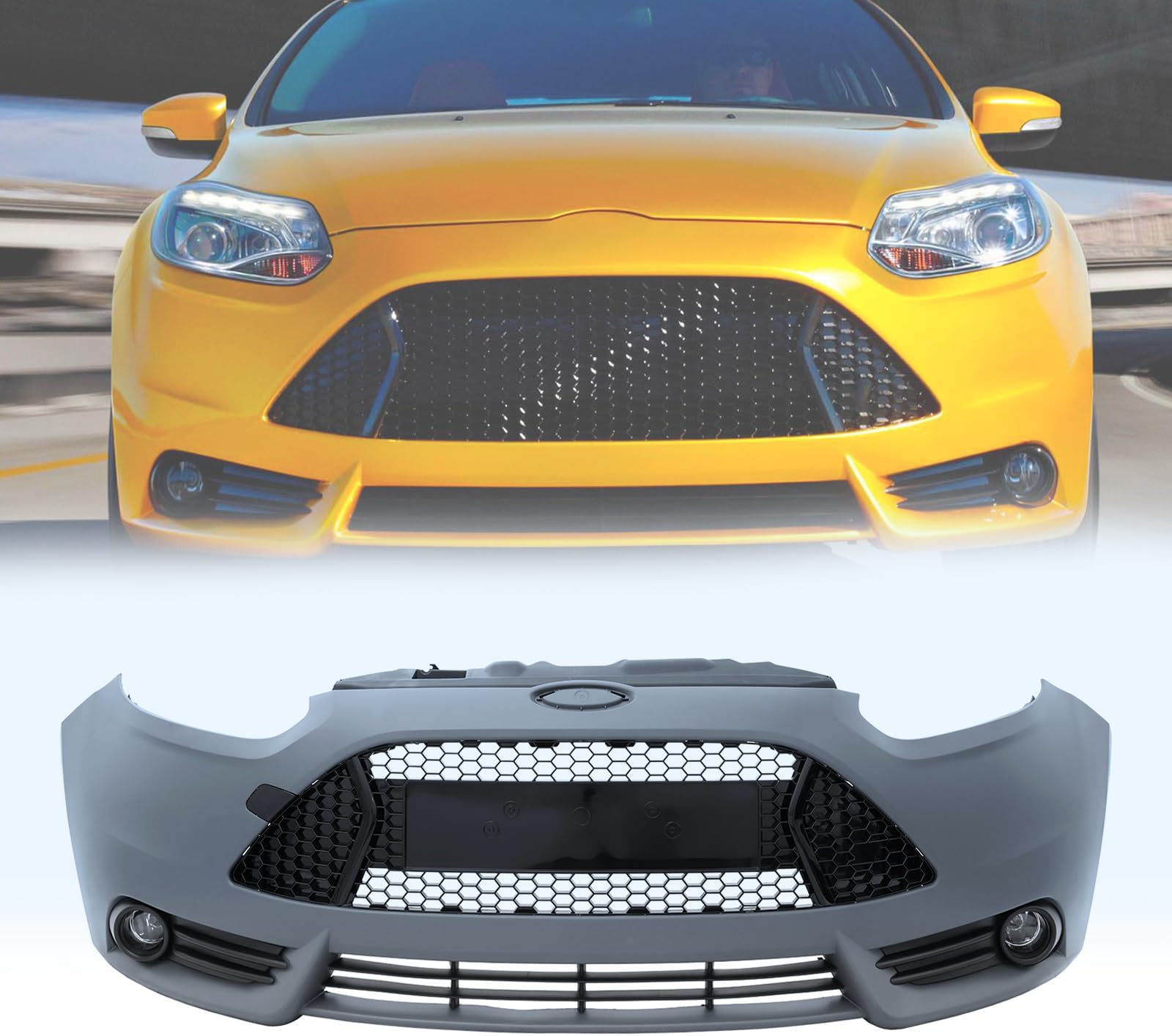 PENSUN Complete Front Bumper Cover Fit For 2013 2014 Ford Focus ST W/Grille Grill & Fog Lights