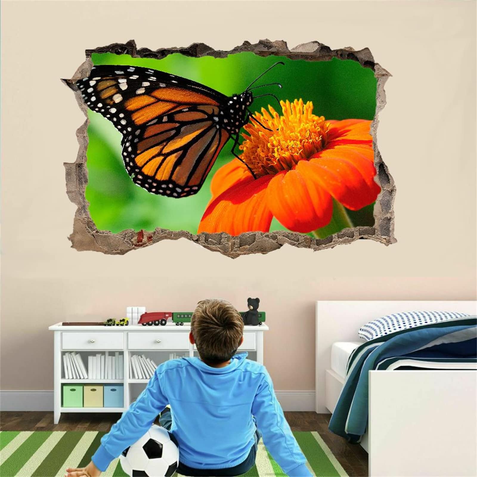 Decorazione Da Parete 3D, Farfalla Stanza Delle Autoadesivo Della Parete Smontabile Fiore Decalcomanie Per Camera Da Letto Per Bambini Nursery Decorazioni Per Matrimoni Regalo 75x113cm