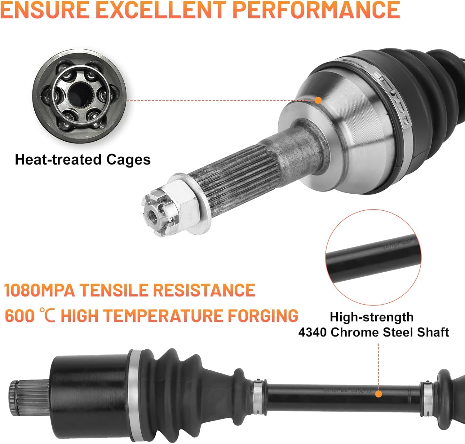 Front Rear CV Axle with Bearing for Polaris Sportsman 570 Touring Trail X2 SP 2015 2016 2017 2018 2019 2020 2021 2022 1332931, 1332936, 1333275 ATV Axles & Bearings - Full Set