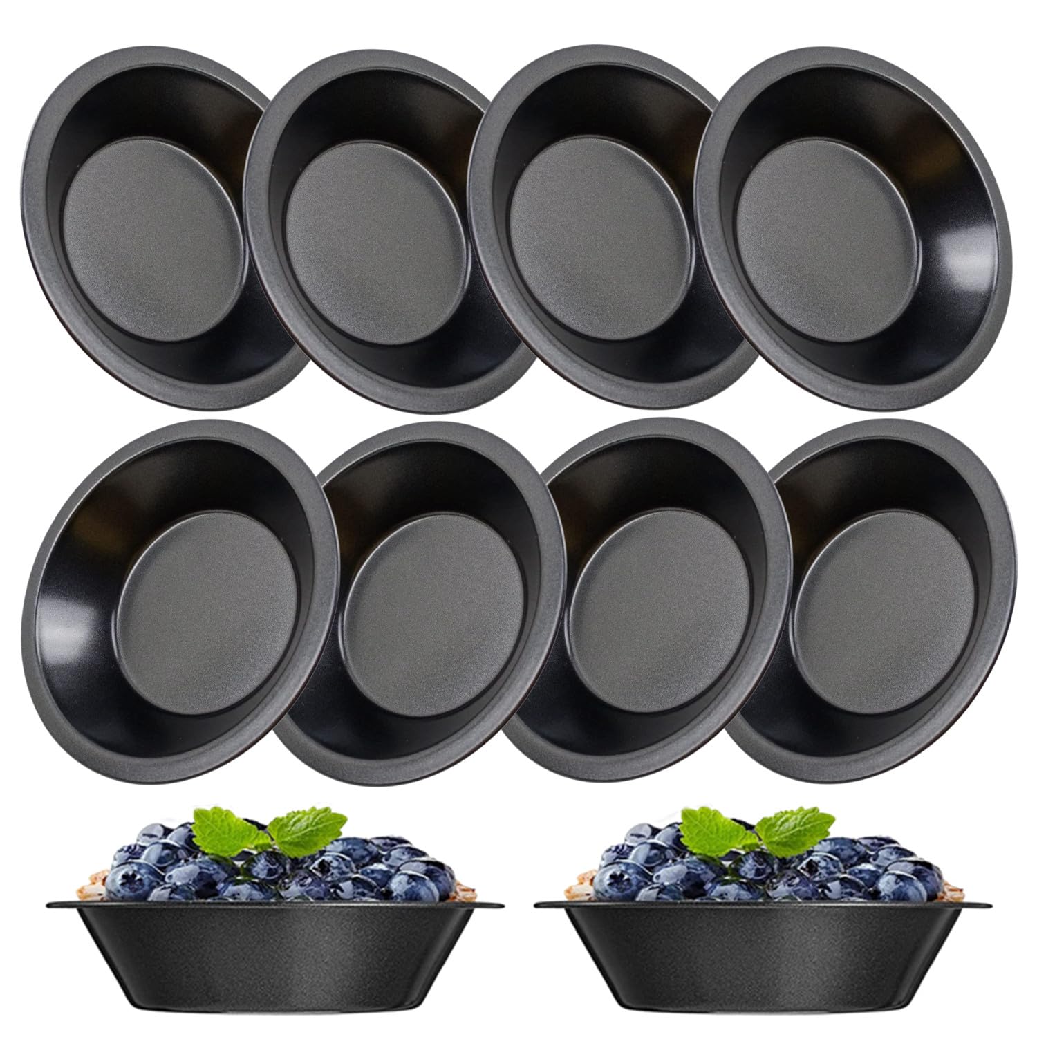 RHBLME 10 Pack Mini Pie Tins, Nonstick 4 Inch Small Pie Pans, Carbon Steel Individual Pie Tins for Baking Dessert, Fruit Pie and Beef Pie, Oven Safe & Dishwasher Safe