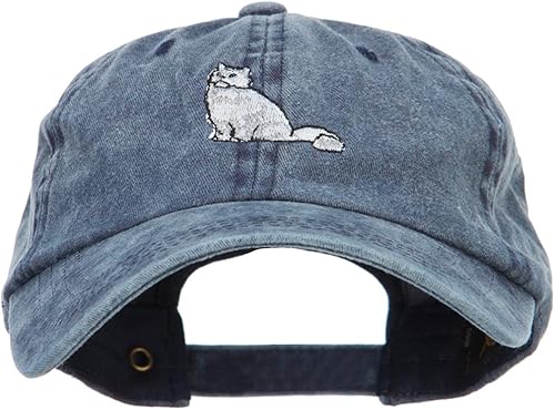 Gorra de sarga de algodón lavado bordado de gato persa
