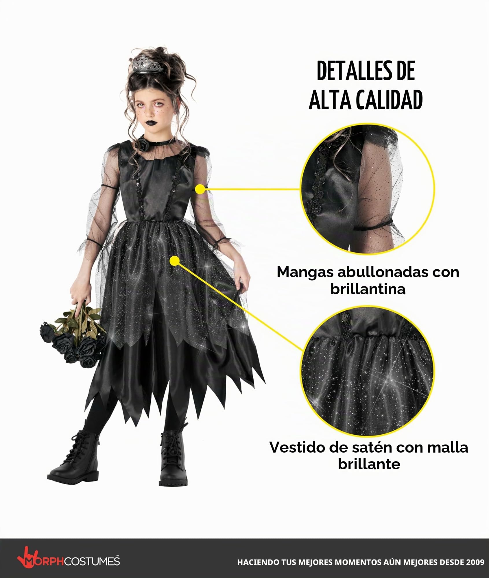 Morph Disfraz Niña Zombie Novia, Disfraces Princesa Gótica, Prom Queen, Disfraz Halloween Niña