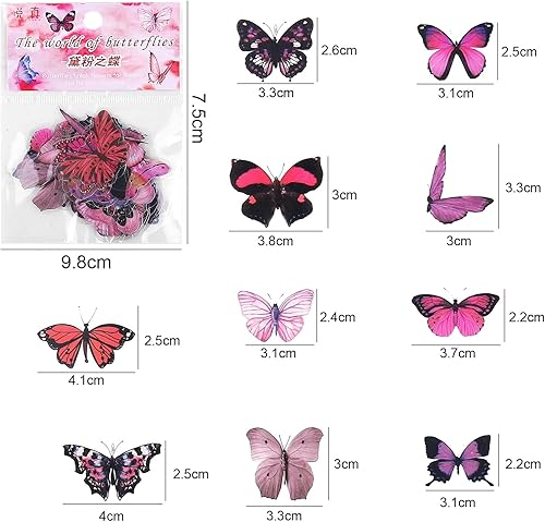 Miniatura 4 de Calcomanías de flores y mariposas para álbumes de recortes, paquete de 160 unidades, calcomanías decorativas transparentes de naturaleza para