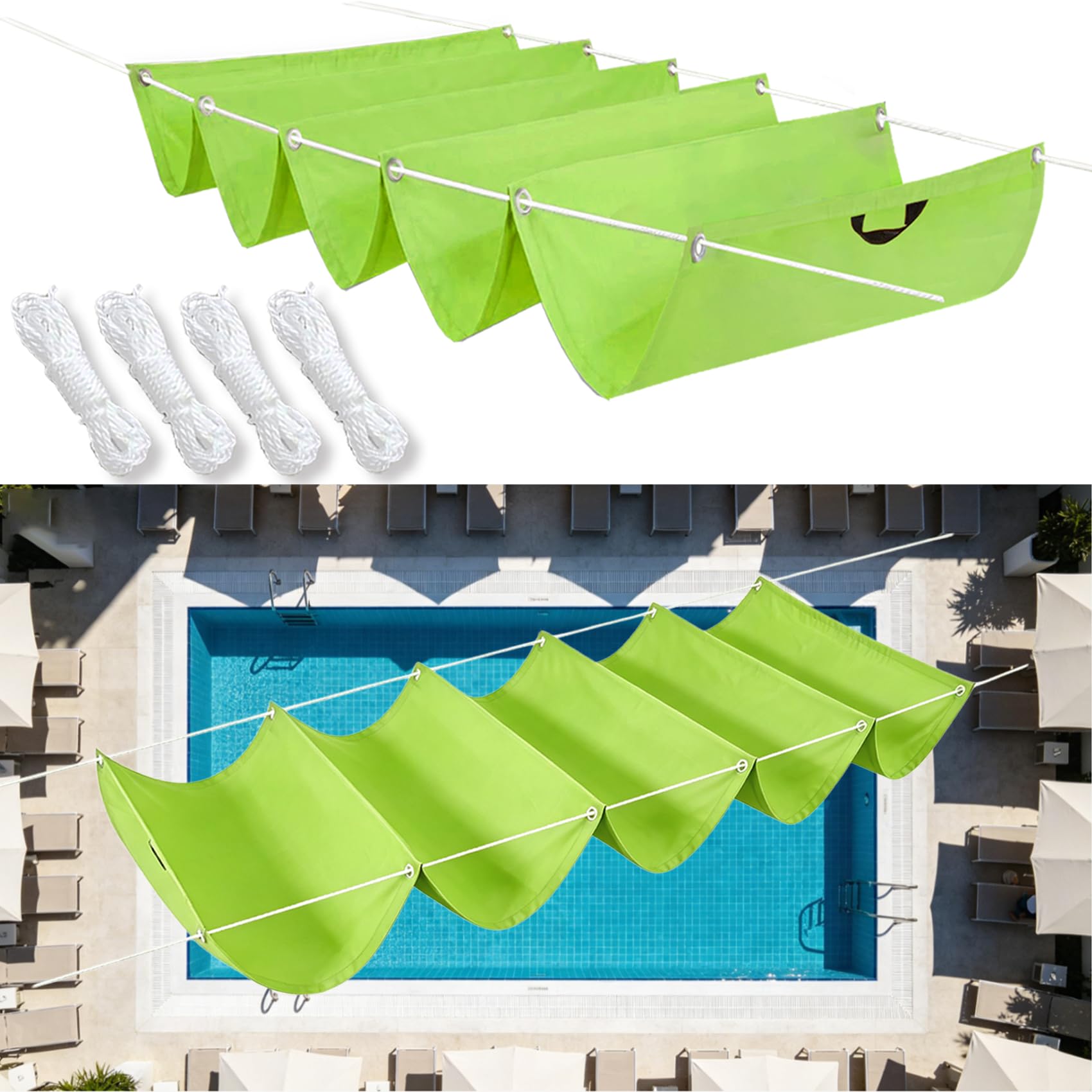 Voile d'ombrage carrée 2x3,5m vert tendre avec œillets pour aménagement extérieur