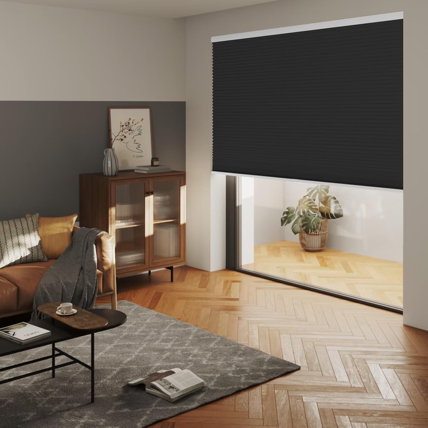 MYshade Cordless Blackout Cellular Shades for Windows, Honeycomb Window Shades with Thermal Insulation, Child & Pet Safe Room Darkening Shade, Easy Install,27" W x 50" H, Black