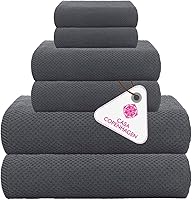 Vista 69 de CASA COPENHAGEN Solitaire - Juego de toallas de 6 piezas, color blanco brillante, 21.16 oz/m², 2 toallas de baño, 2 toallas de mano, 2 toallas