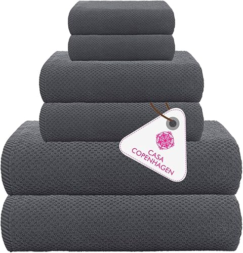 Miniatura 69 de CASA COPENHAGEN Solitaire - Juego de toallas de 6 piezas, color blanco brillante, 21.16 oz/m², 2 toallas de baño, 2 toallas de mano, 2 toallas