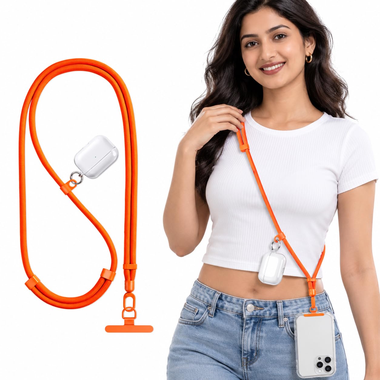 ZORBES® Adjustable Phone Lanyard Crossbody with Strap | Wearable as crossbody or neck strap, comes with 0.18mm ultra thin silicone tether tab that fits most phone case charging-image-6
