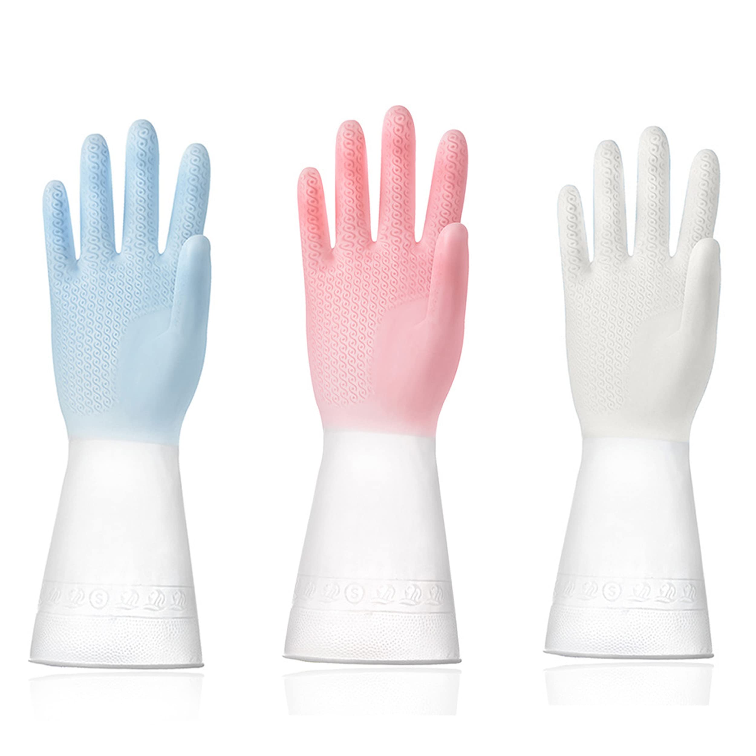 Narfar [3 Pairs] Premium Dishwashing Cleaning Gloves - Rubber Kitchen Gloves, Household Cleaning, Gardening, Hand Protection